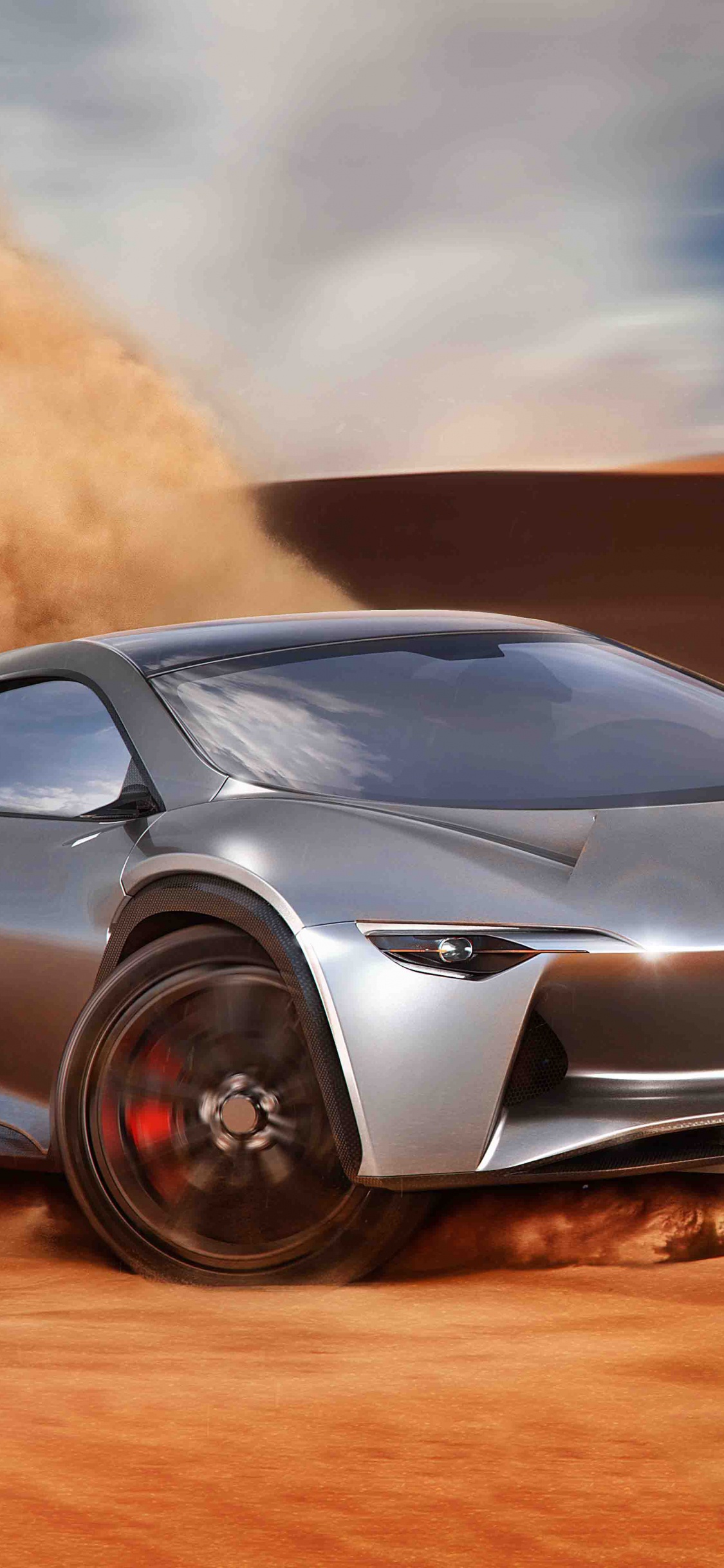 Black Lamborghini Aventador on Brown Sand. Wallpaper in 1125x2436 Resolution