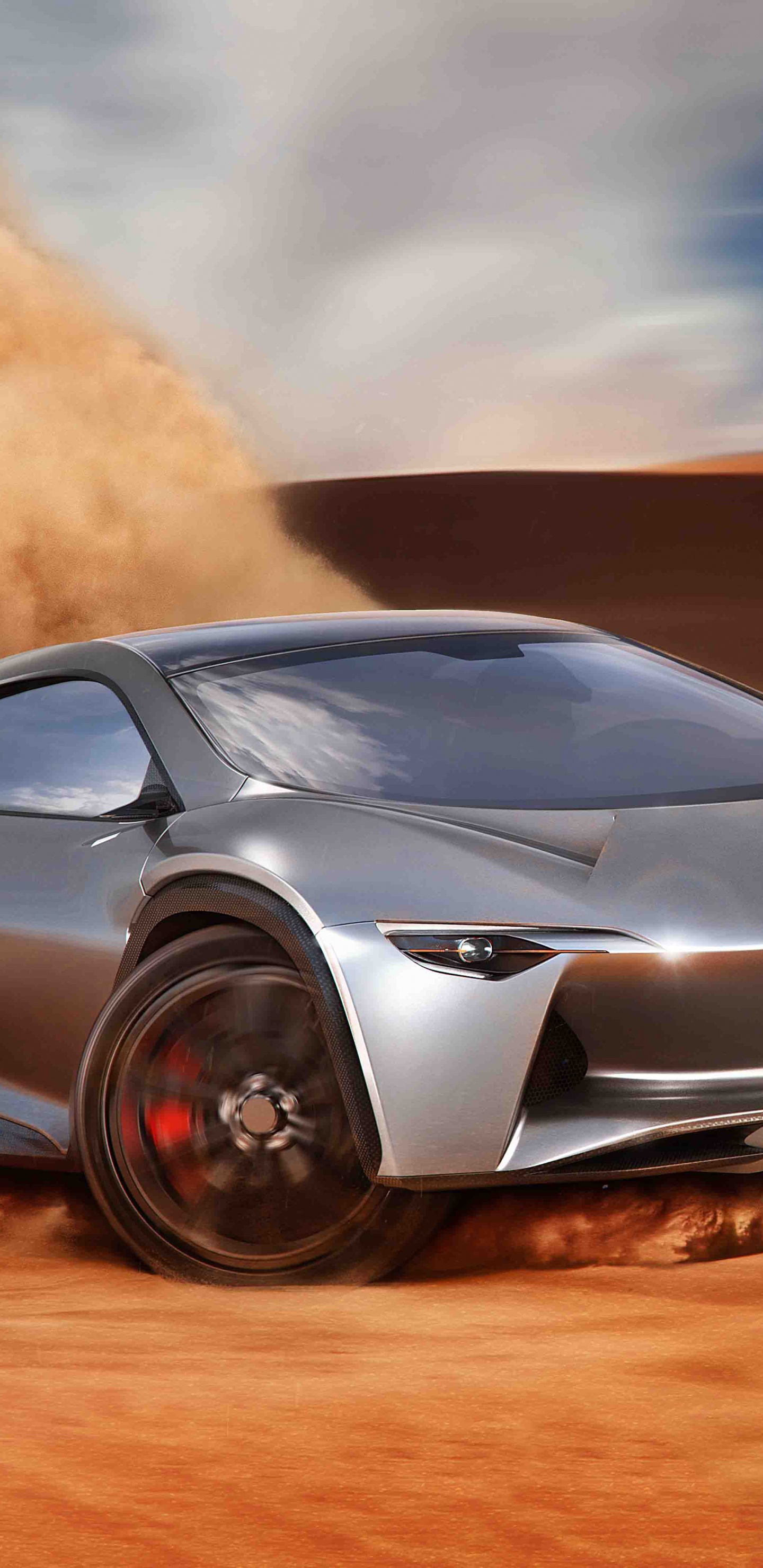 Black Lamborghini Aventador on Brown Sand. Wallpaper in 1440x2960 Resolution