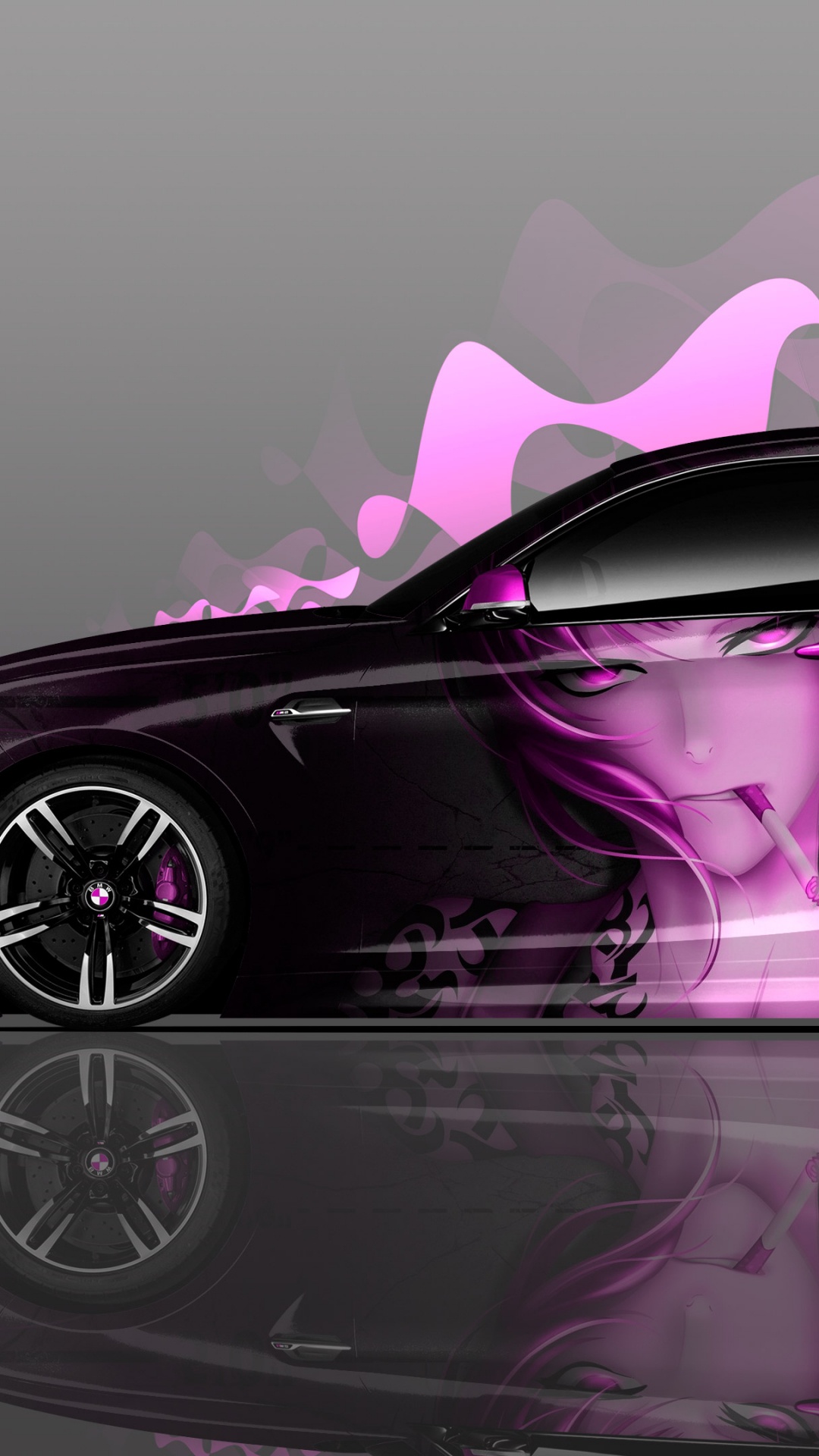 Purple Ferrari 458 Italia on White Background. Wallpaper in 1080x1920 Resolution