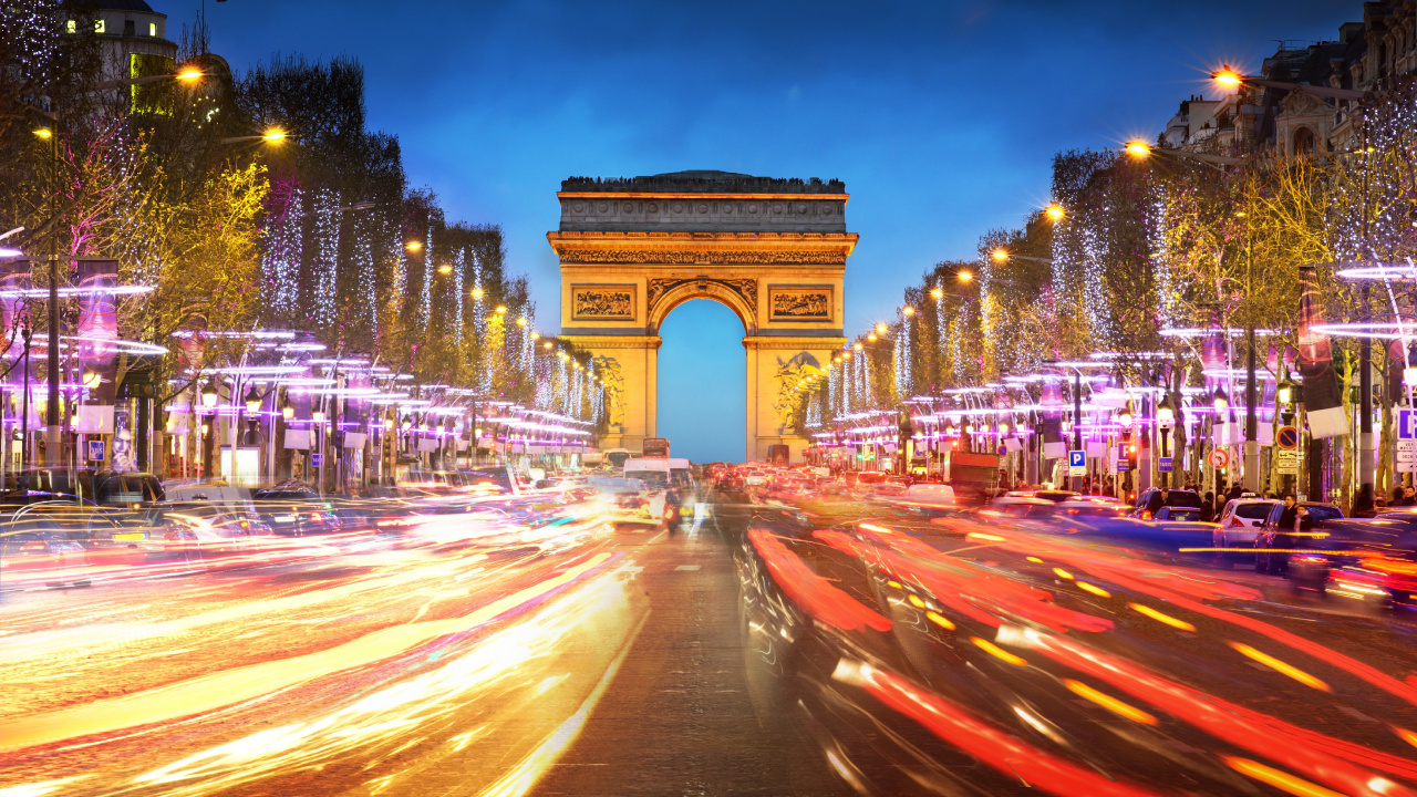 Photographie en Accéléré de Voitures Sur la Route Pendant la Nuit. Wallpaper in 1280x720 Resolution