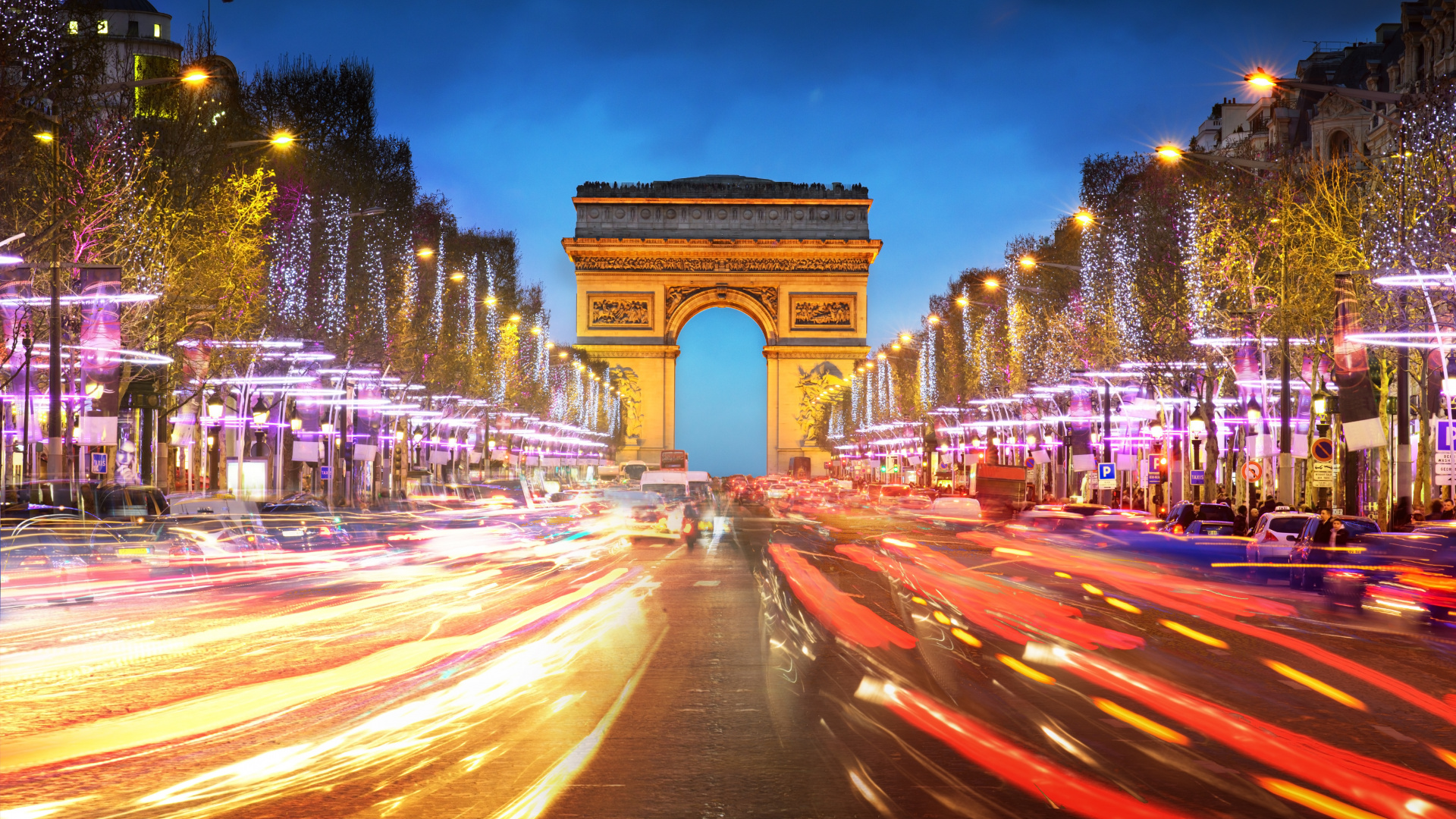 Photographie en Accéléré de Voitures Sur la Route Pendant la Nuit. Wallpaper in 1920x1080 Resolution