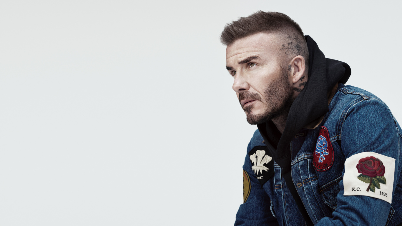 David Beckham, Gesichtsbehaarung, Kehllappen, Jeans, Jacke. Wallpaper in 1366x768 Resolution
