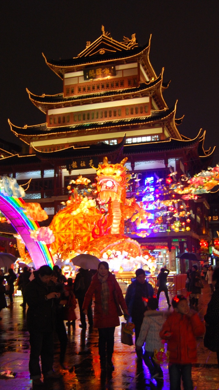 Personnes Marchant Dans la Rue Pendant la Nuit. Wallpaper in 720x1280 Resolution