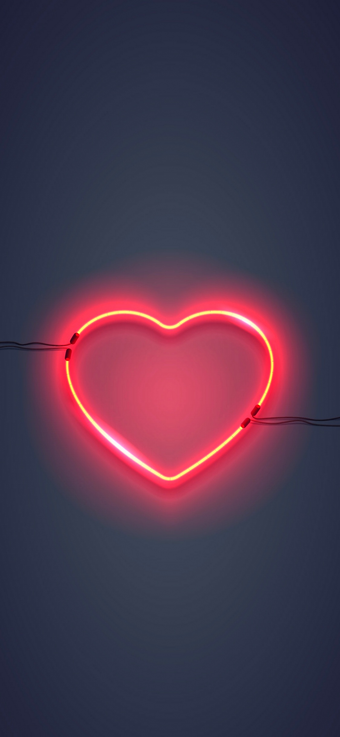 Red Neon Heart, Neon Lighting, Neon Sign, Neon, Angel Wings Neon Sign. Wallpaper in 1125x2436 Resolution