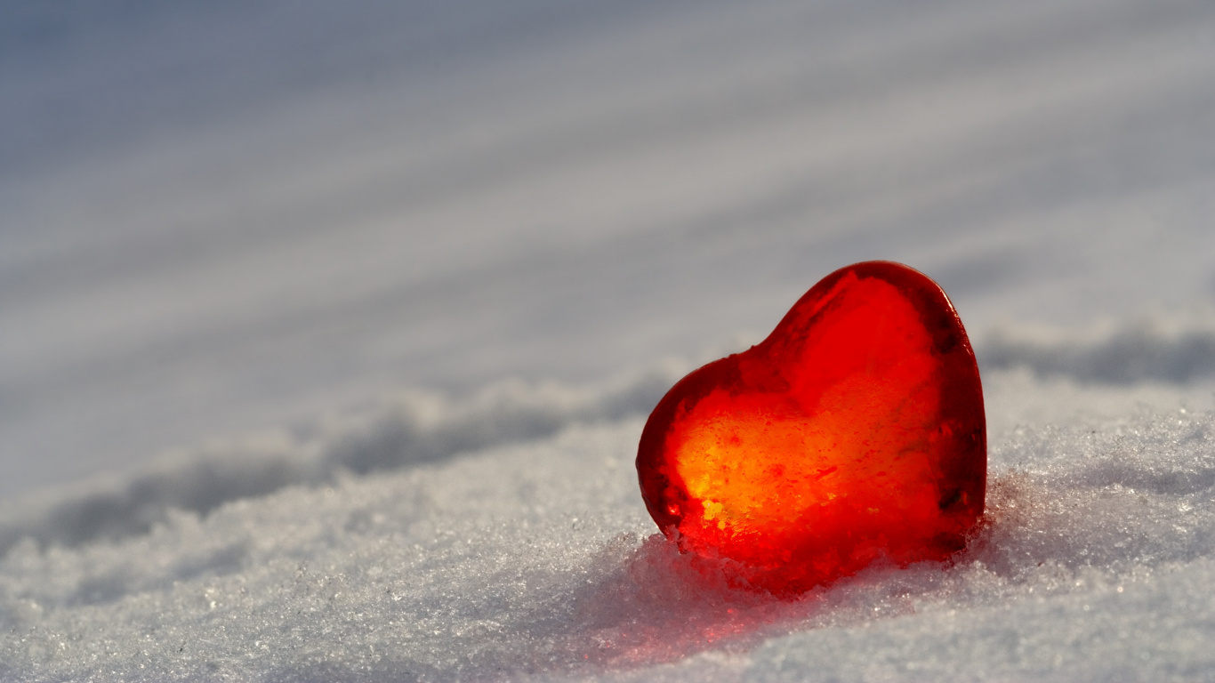 Snow, Heart, Winter, Love, Myocardial Infarction. Wallpaper in 1366x768 Resolution