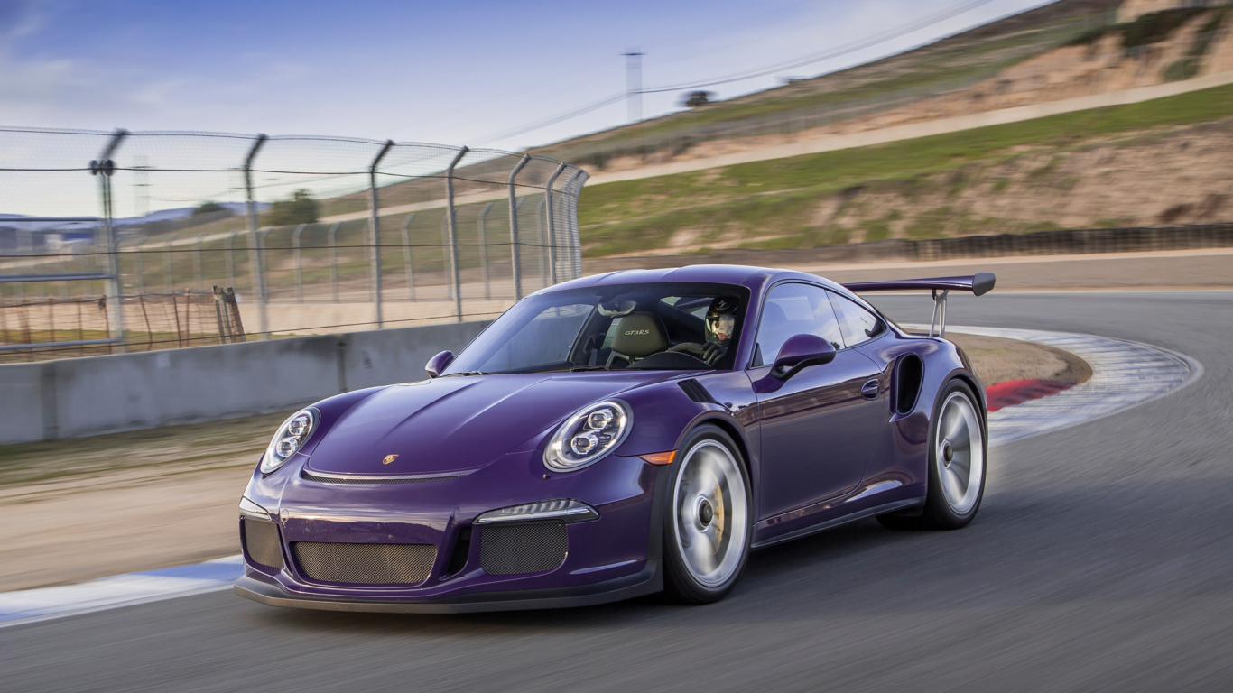 Purple Porsche 911 on Road During Daytime. Wallpaper in 1366x768 Resolution