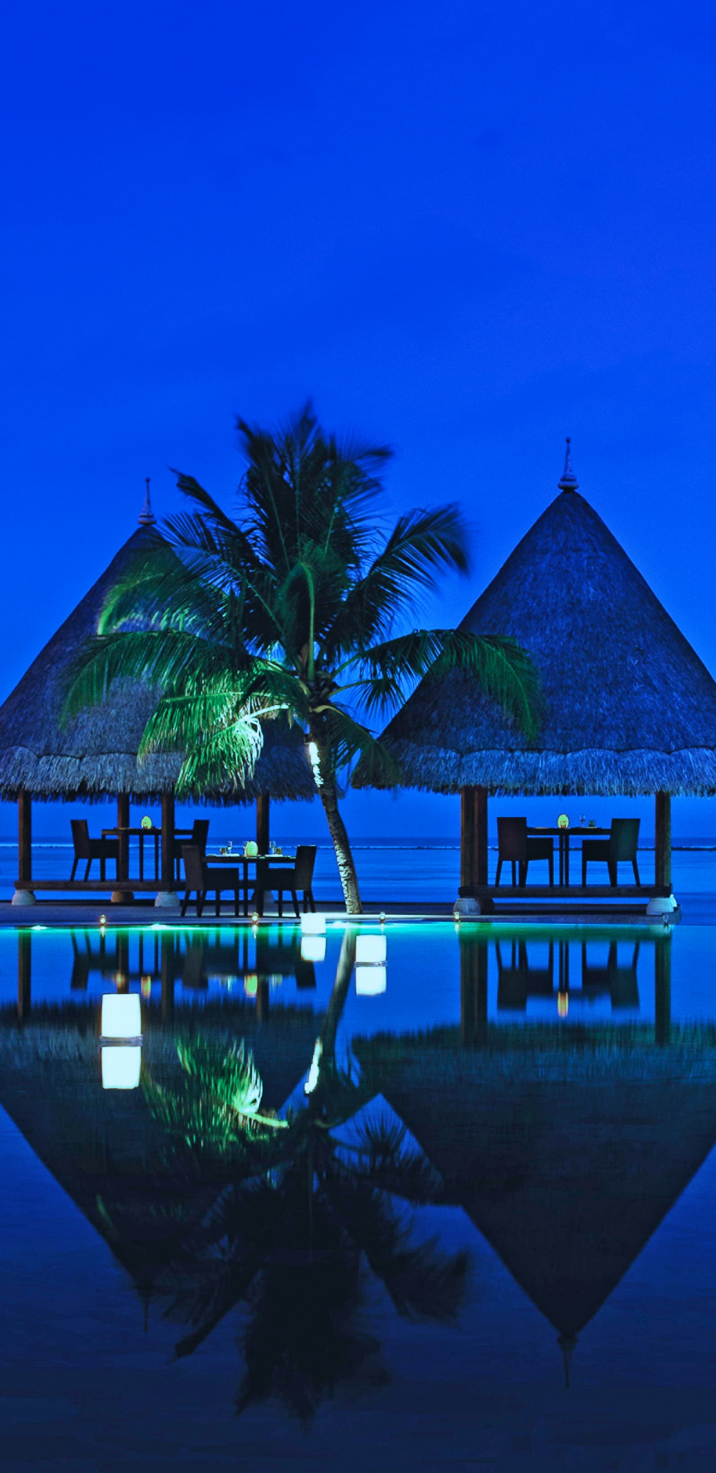 Casa de Madera Marrón en el Cuerpo de Agua Durante la Noche. Wallpaper in 1440x2960 Resolution