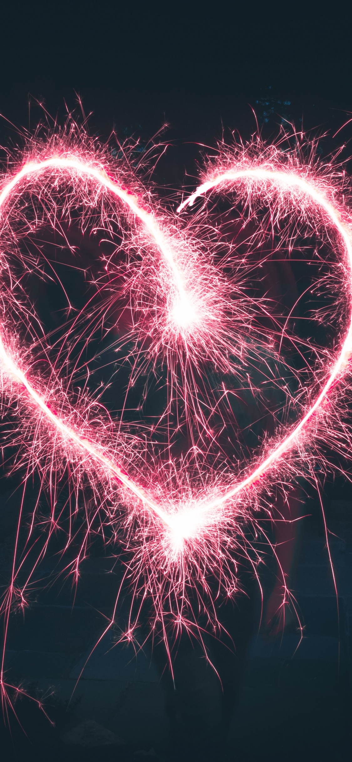 Heart, Romance, Fireworks, Love, Holiday. Wallpaper in 1125x2436 Resolution