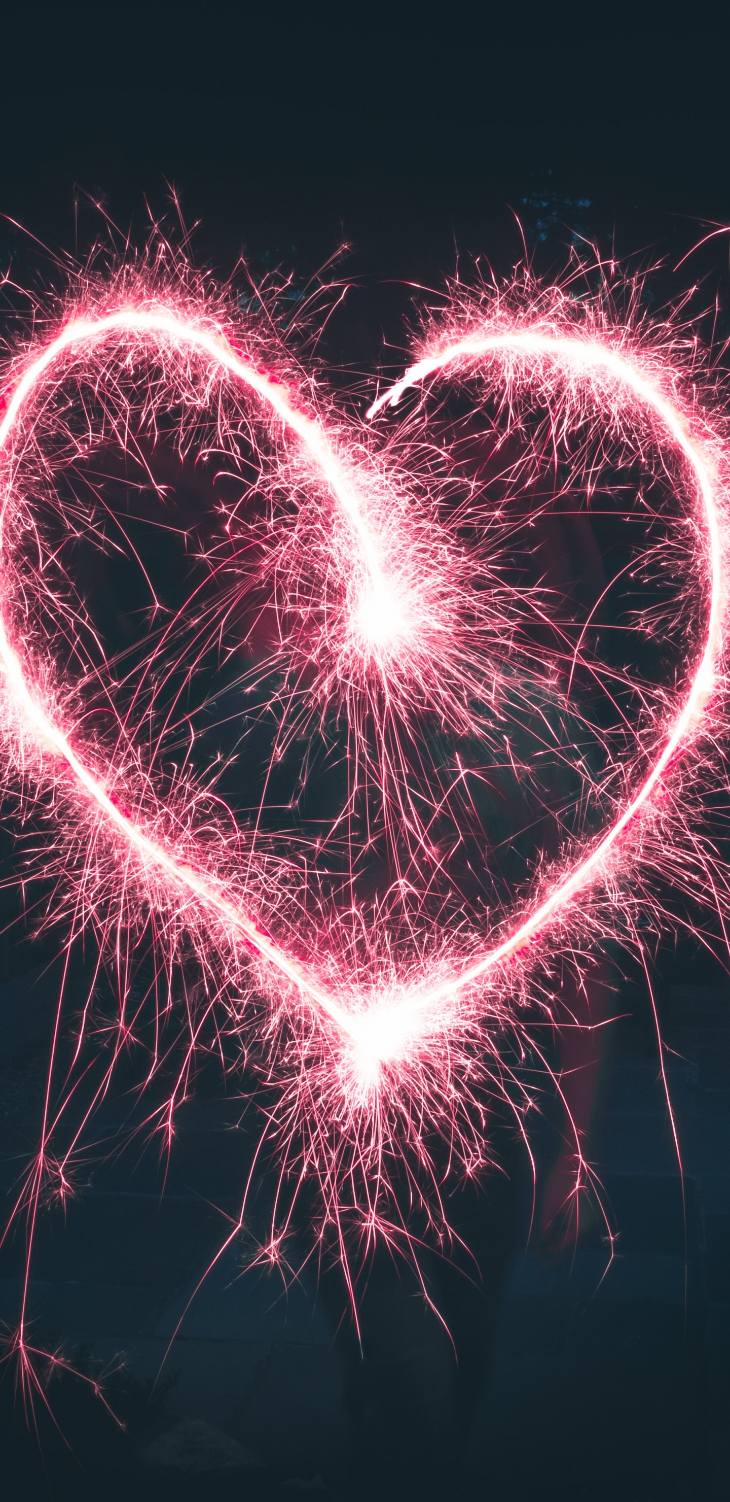 Heart, Romance, Fireworks, Love, Holiday. Wallpaper in 1440x2960 Resolution
