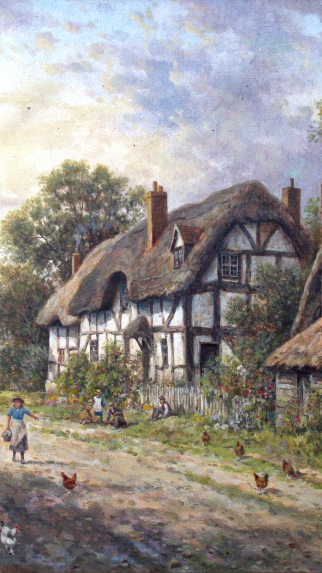 Leute, Die Tagsüber in Der Nähe Von Braunen Holzhäusern Stehen. Wallpaper in 1080x1920 Resolution