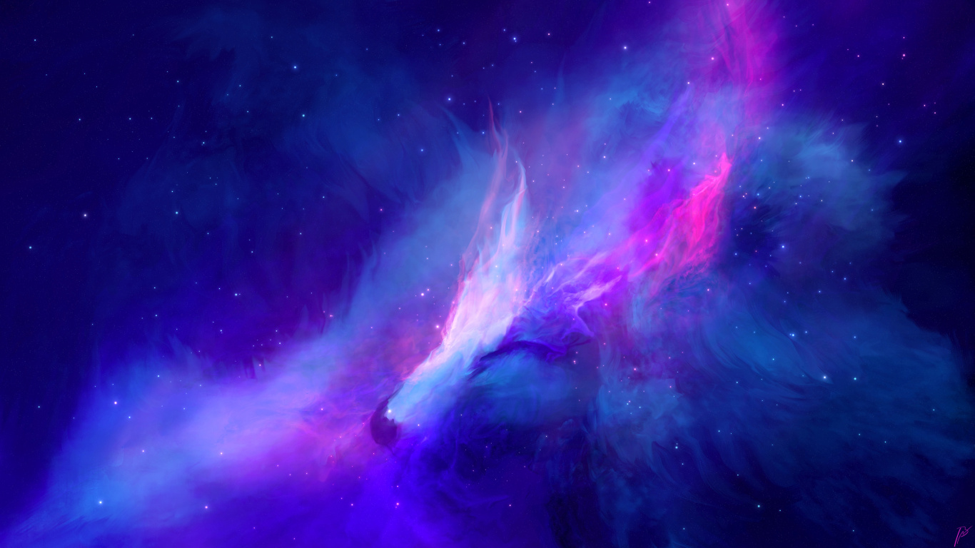 Illustration de la Galaxie Violette et Bleue. Wallpaper in 1366x768 Resolution