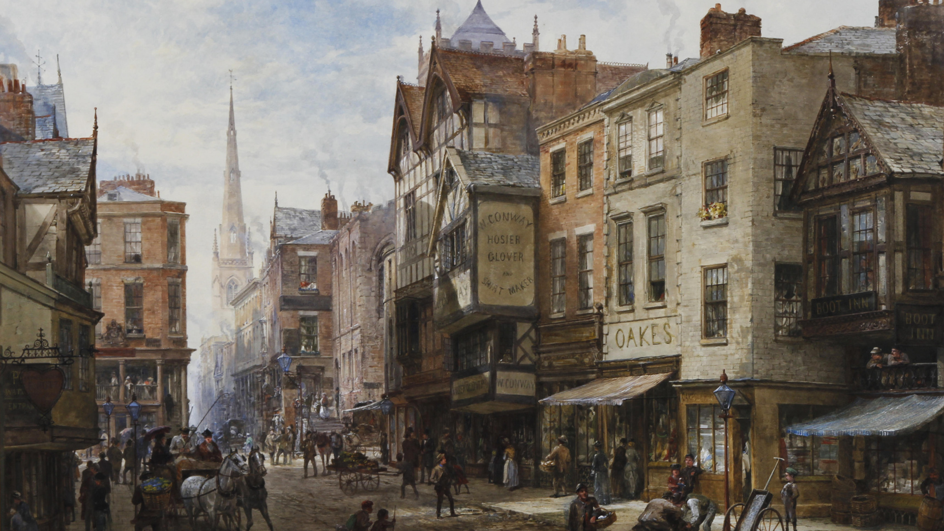 People Walking on Street Near Building During Daytime. Wallpaper in 1920x1080 Resolution