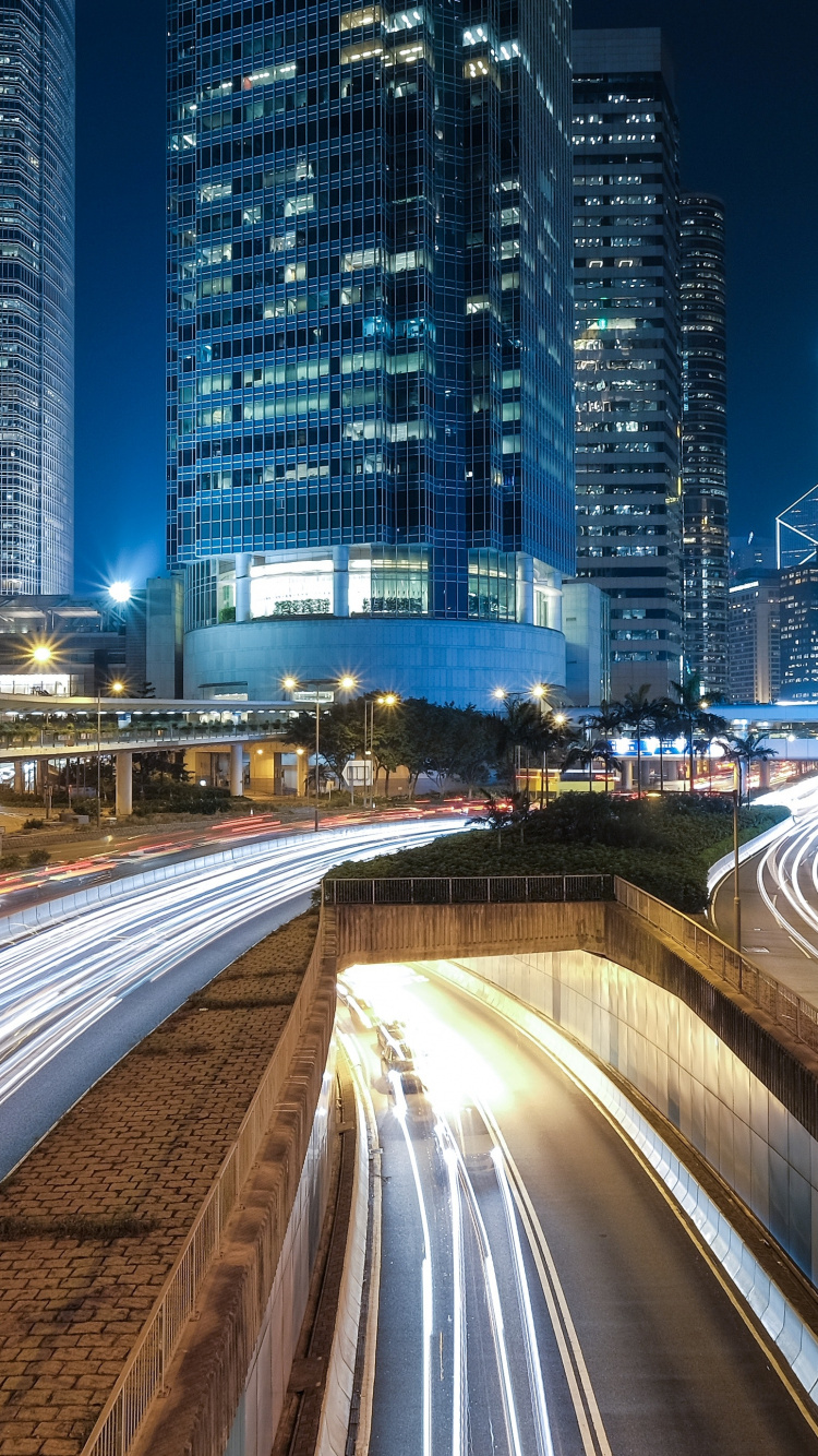 Time Lapse Photography of City During Night Time. Wallpaper in 750x1334 Resolution