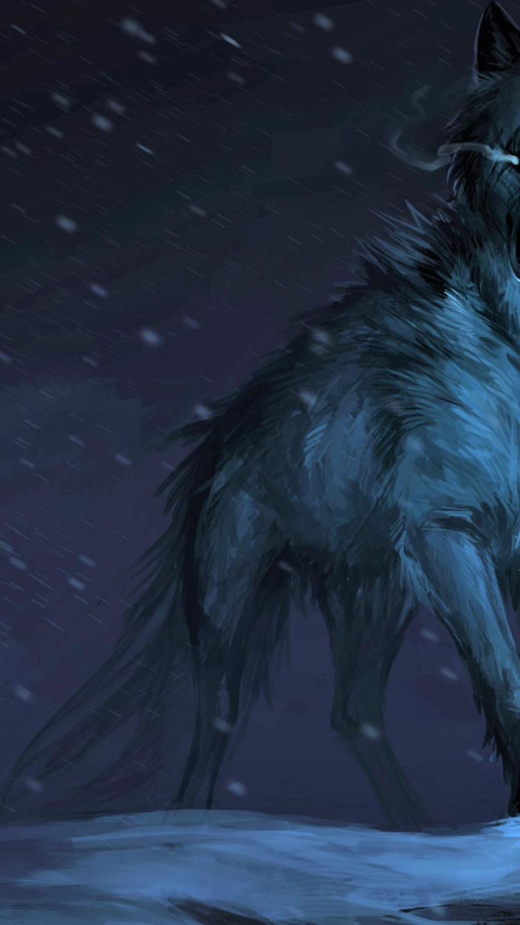 Lobo Majestuoso, Lobo, Arte, Dibujo, Lobo Negro. Wallpaper in 750x1334 Resolution