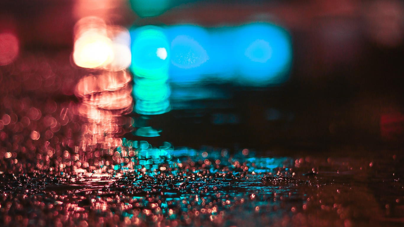 Bokeh, Blue, Eau, Lumière, Éclairage. Wallpaper in 1366x768 Resolution