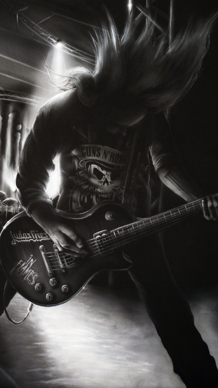 le Heavy Metal, Rock, Noir, Monochrome, Obscurité. Wallpaper in 750x1334 Resolution