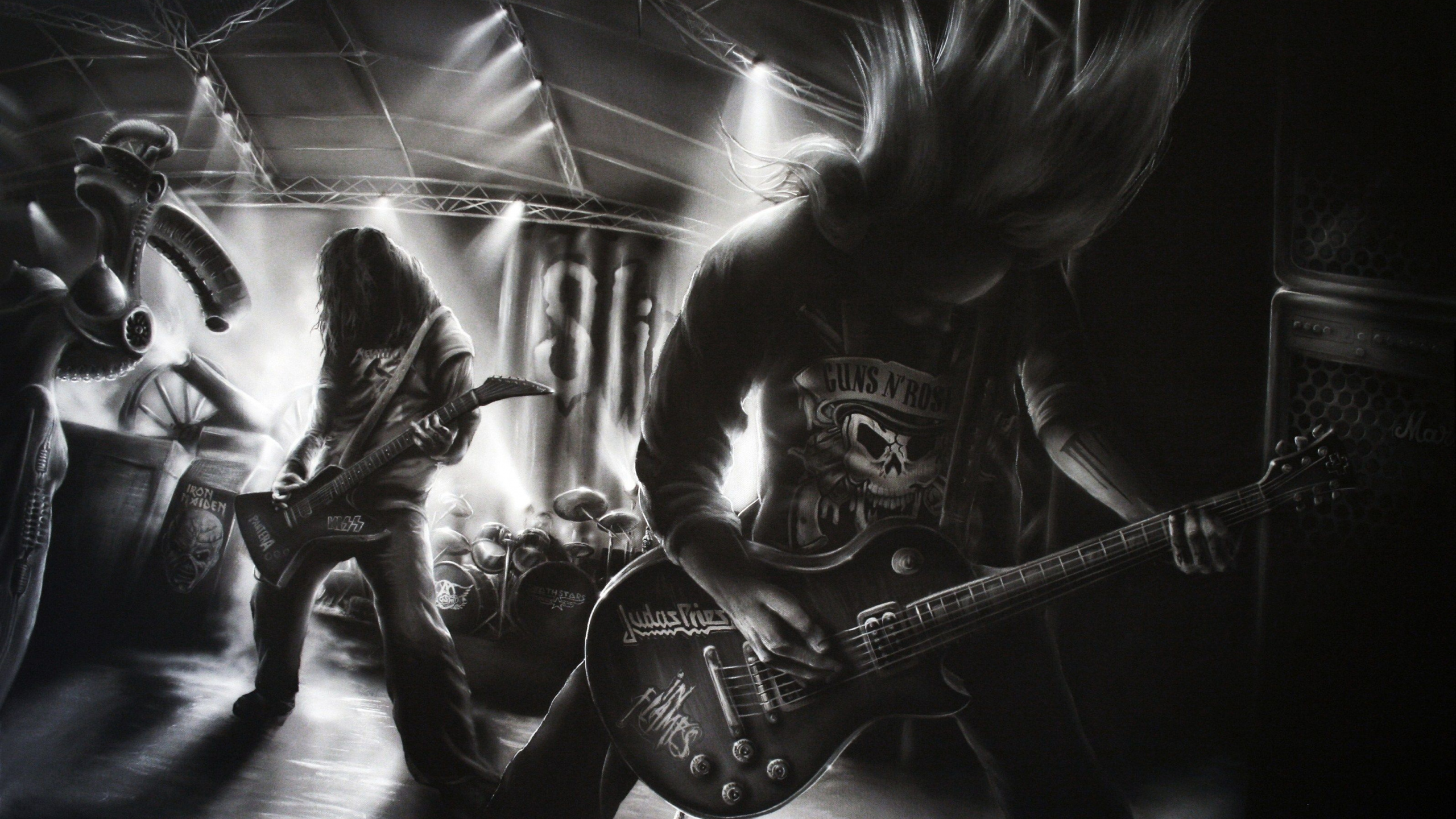 Heavy Metal, Rock, Black, Monochrome, Darkness. Wallpaper in 2560x1440 Resolution