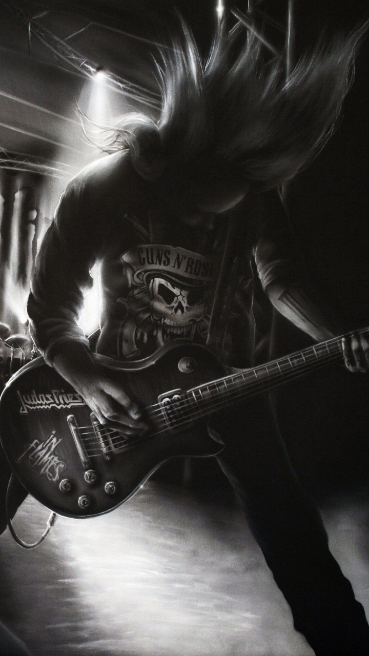 Heavy Metal, Negro, Monocromo, Rendimiento, Modo Monocromo. Wallpaper in 720x1280 Resolution