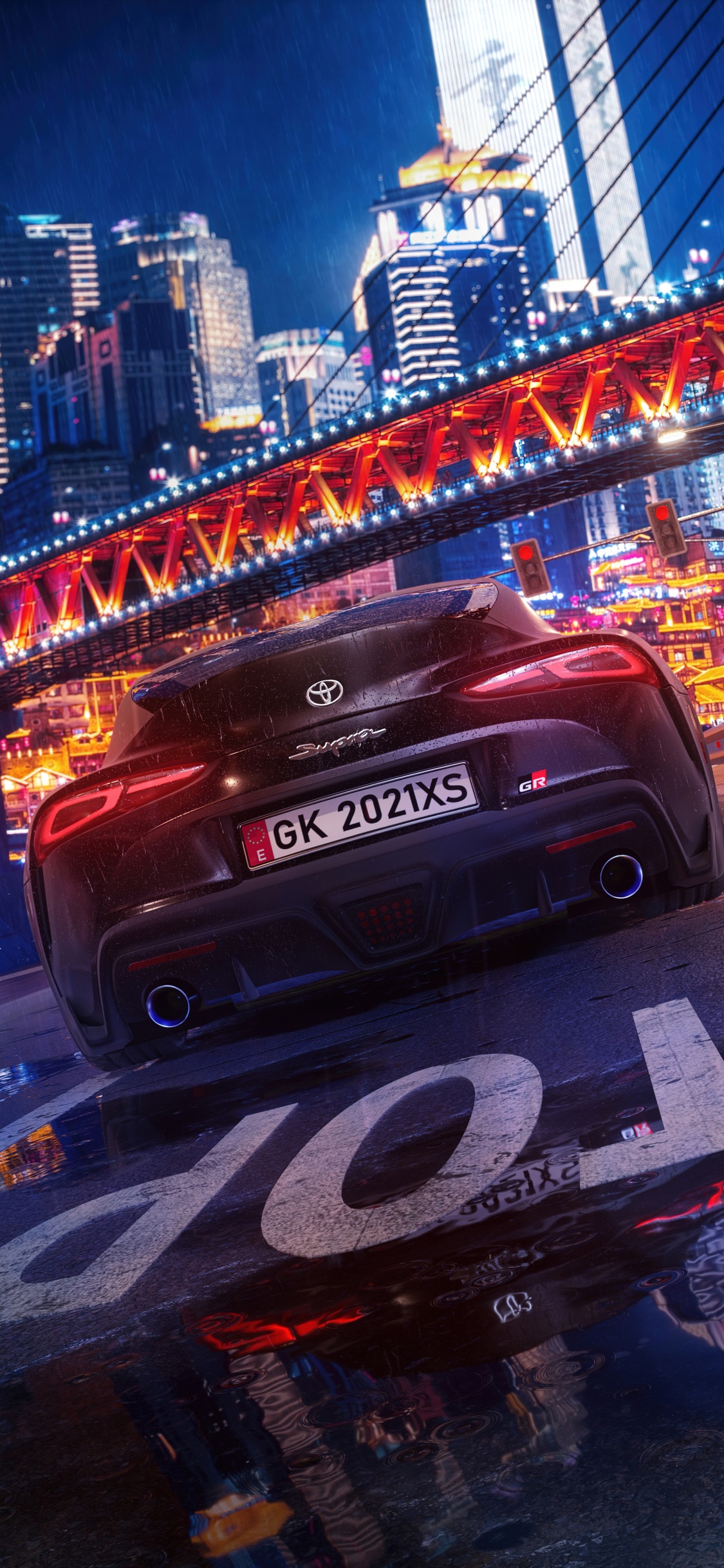 Reflection, Cars, Toyota Supra, Tire, Building. Wallpaper in 1125x2436 Resolution