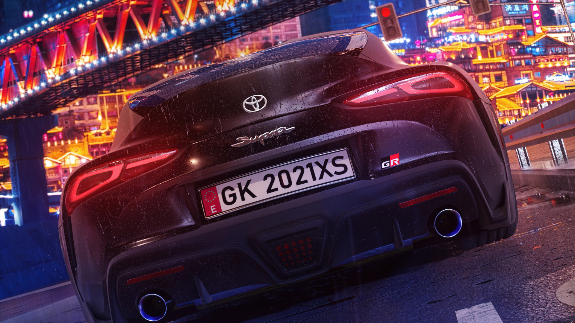 Reflection, Cars, Toyota Supra, Tire, Building. Wallpaper in 1920x1080 Resolution