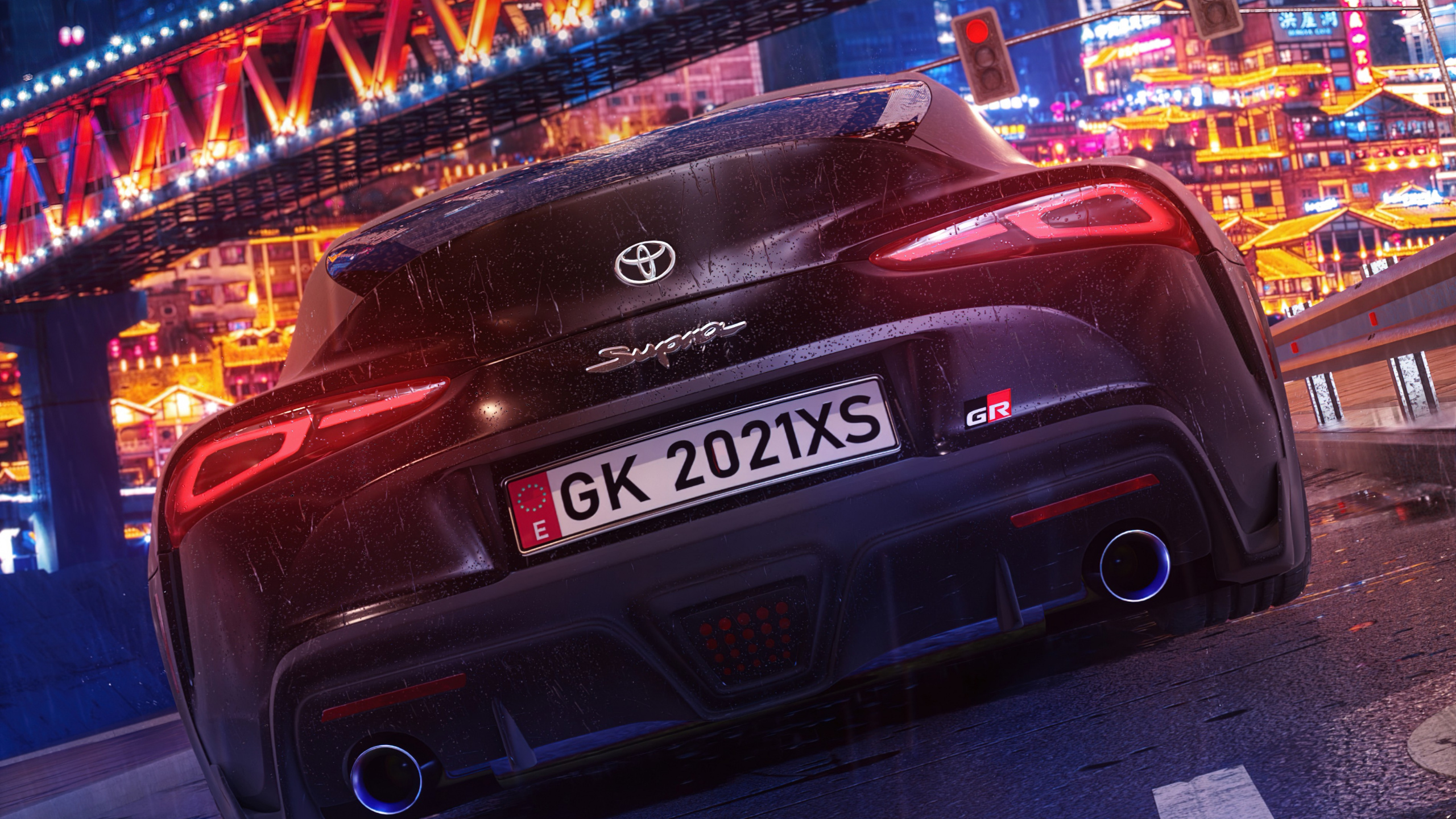 Reflexion, Car, Toyota Supra, Tire, Gebäude. Wallpaper in 2560x1440 Resolution