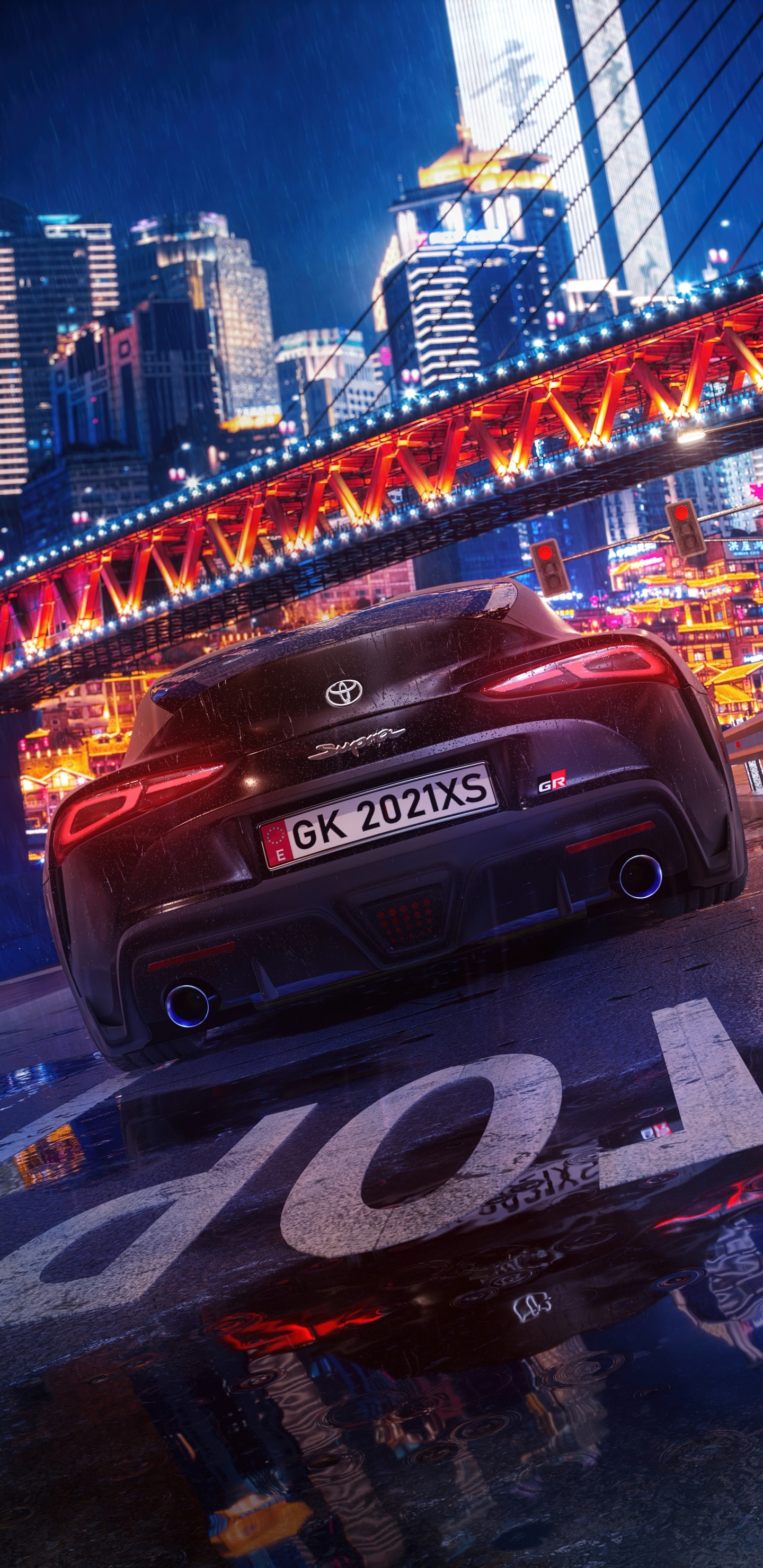 Réflexion, Toyota Supra, Pneu, Bâtiment, Roue. Wallpaper in 1440x2960 Resolution