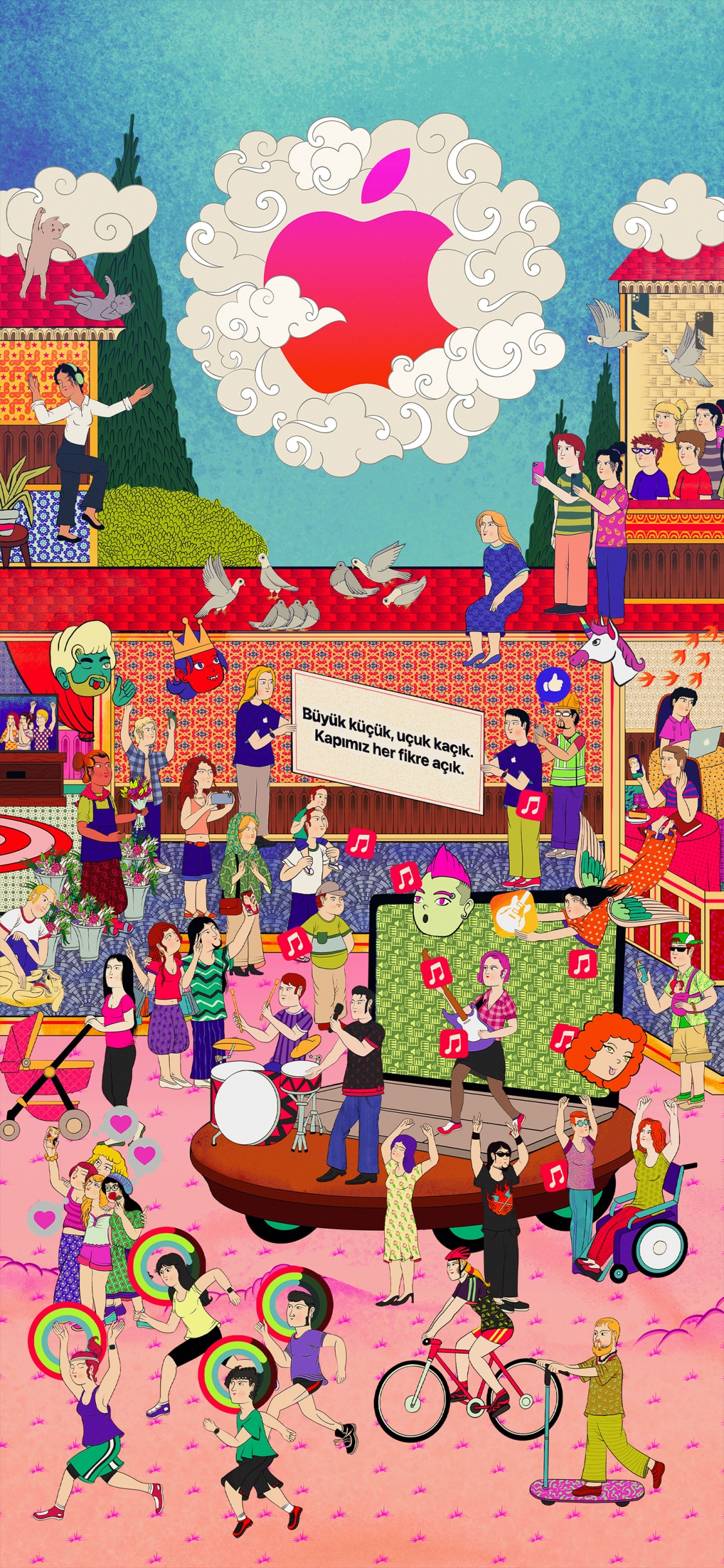 Apfel Badat Straße, Gebadete Allee, Äpfeln, Pink, Kunst. Wallpaper in 1125x2436 Resolution