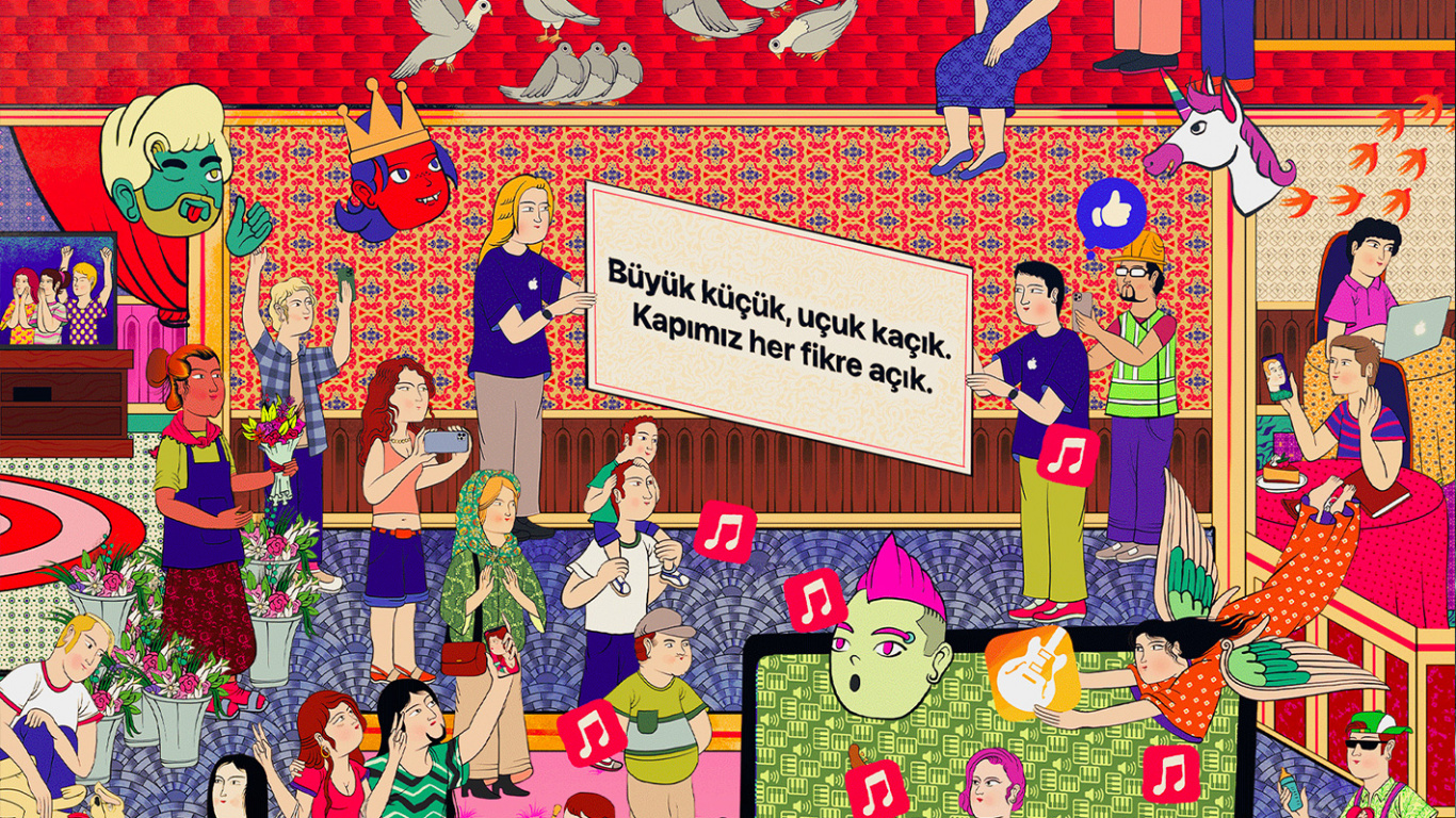 Apple Badat Caddesi, Badat Avenue, Apples, Pink, Art. Wallpaper in 1366x768 Resolution