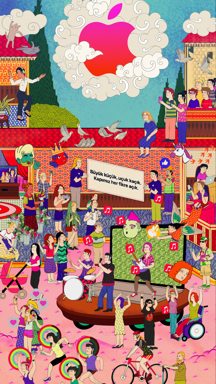 Apple Badat Caddesi, Badat Avenue, Apples, Pink, Art. Wallpaper in 750x1334 Resolution