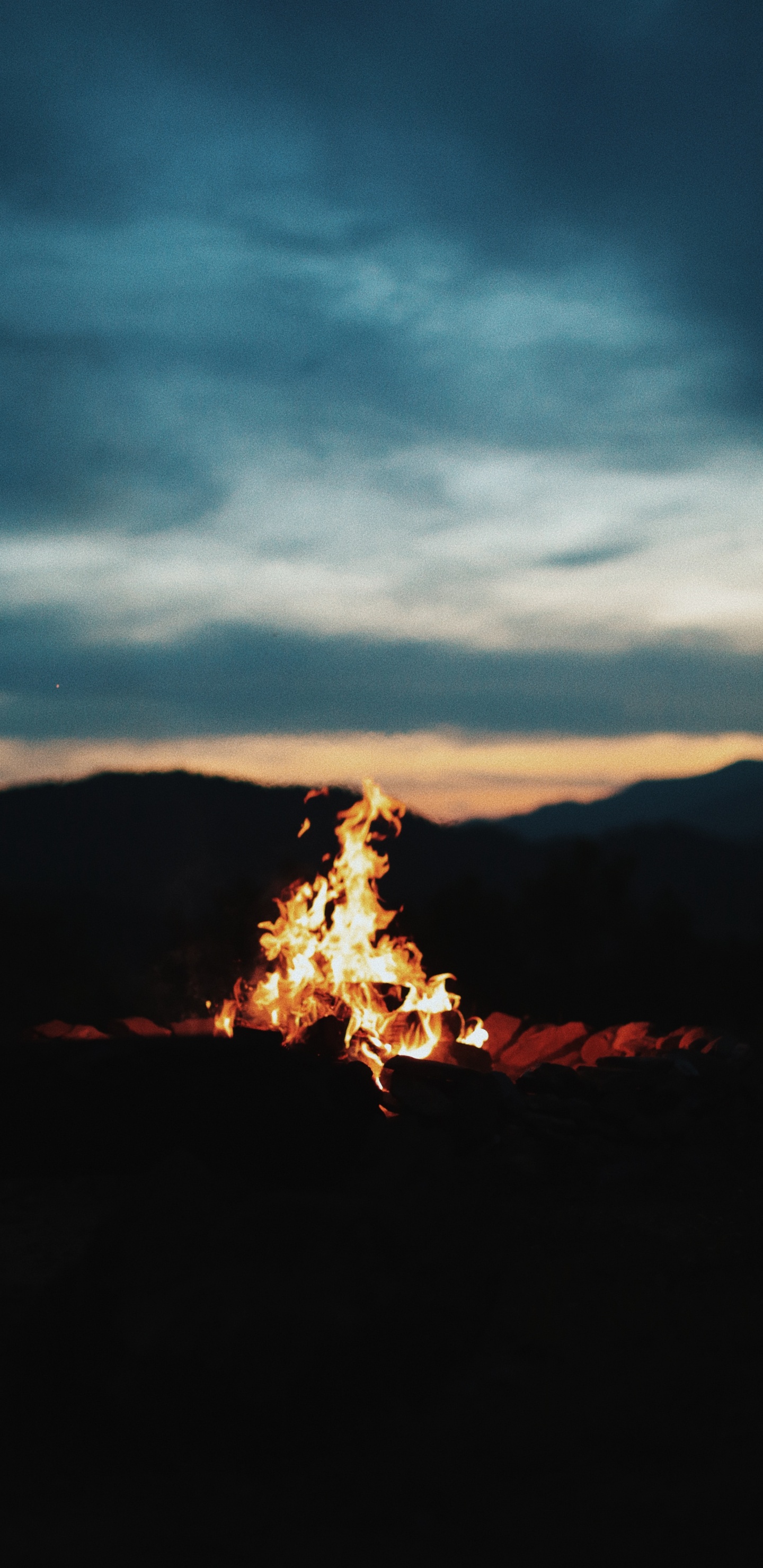 Fire on Ground During Night Time. Wallpaper in 1440x2960 Resolution