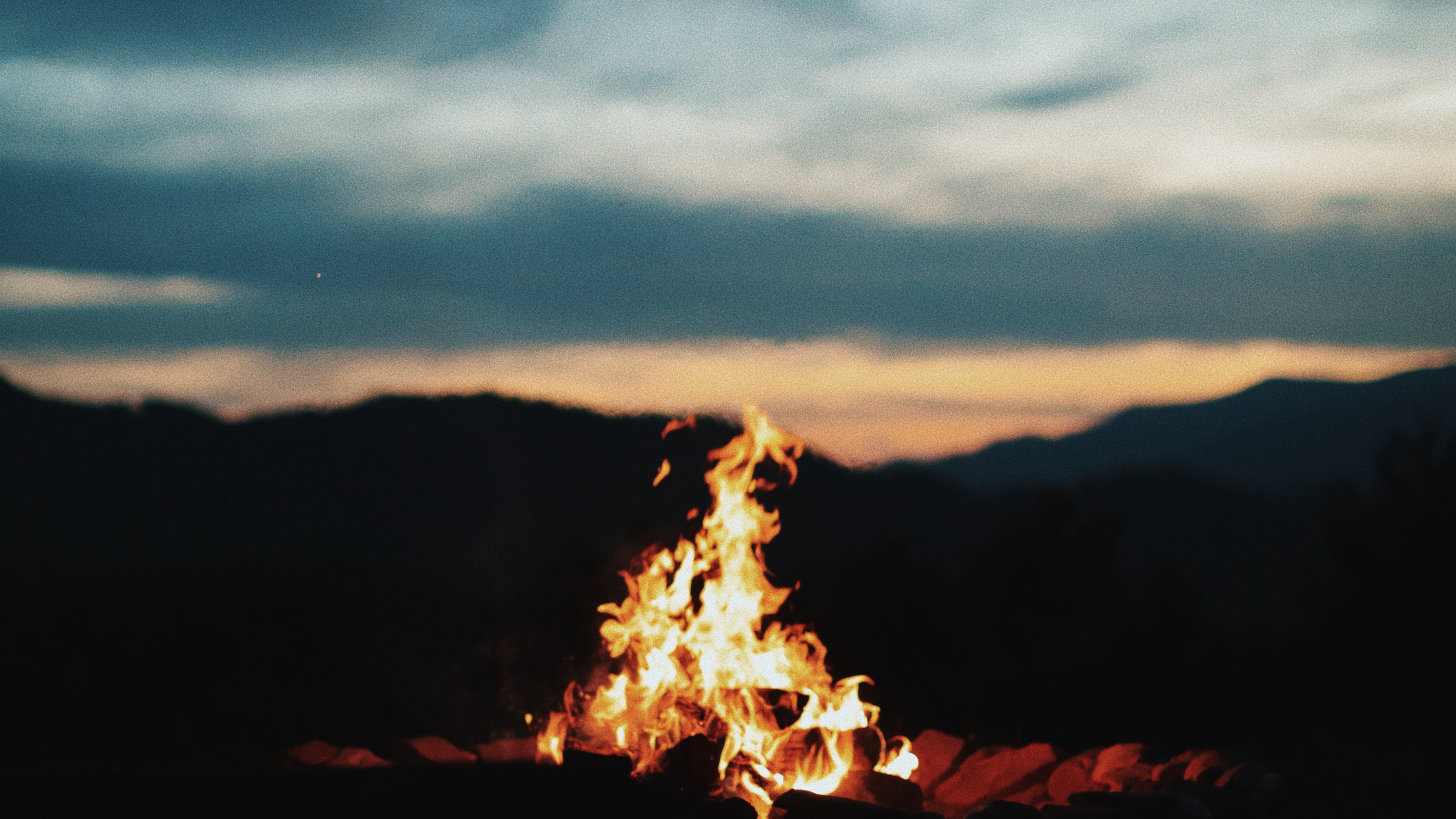 Fire on Ground During Night Time. Wallpaper in 3840x2160 Resolution