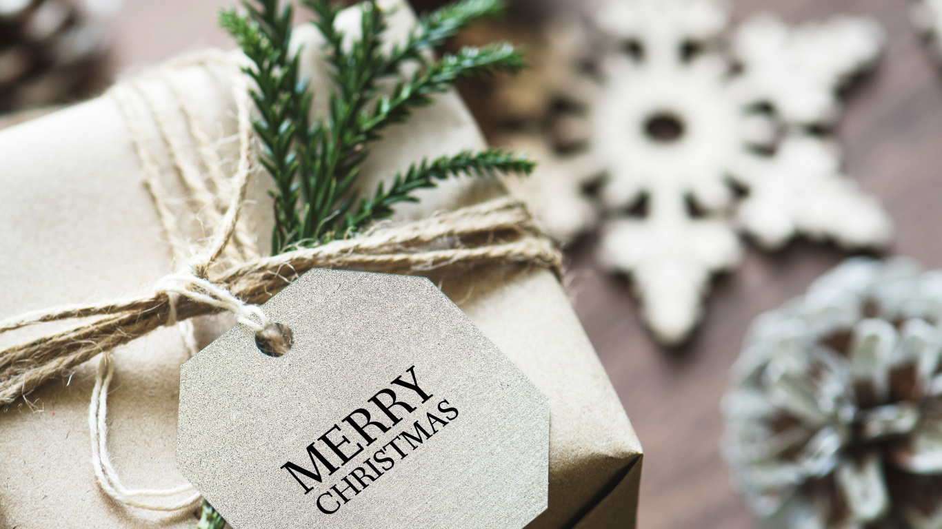 圣诞节那天, 圣诞节礼物, 礼物, 圣诞卡片, 礼品包装 壁纸 1366x768 允许