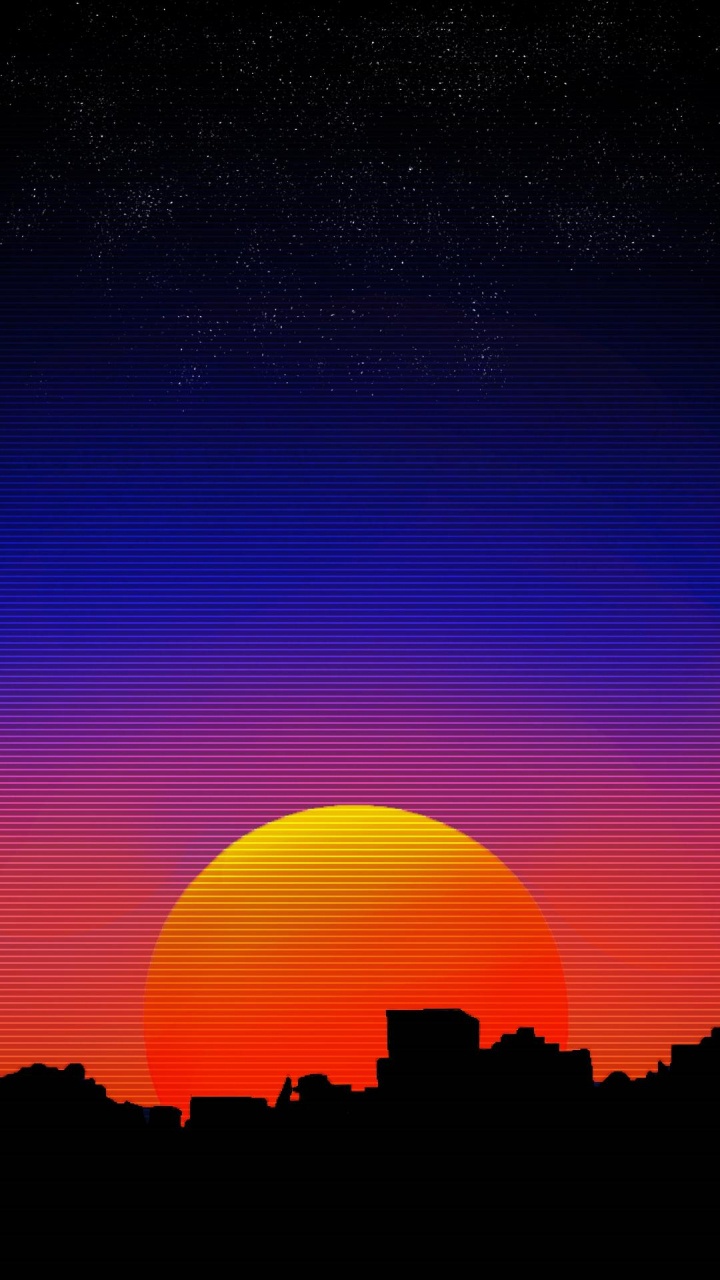 美学, Synthwave, 色彩, 气氛, 日落 壁纸 720x1280 允许