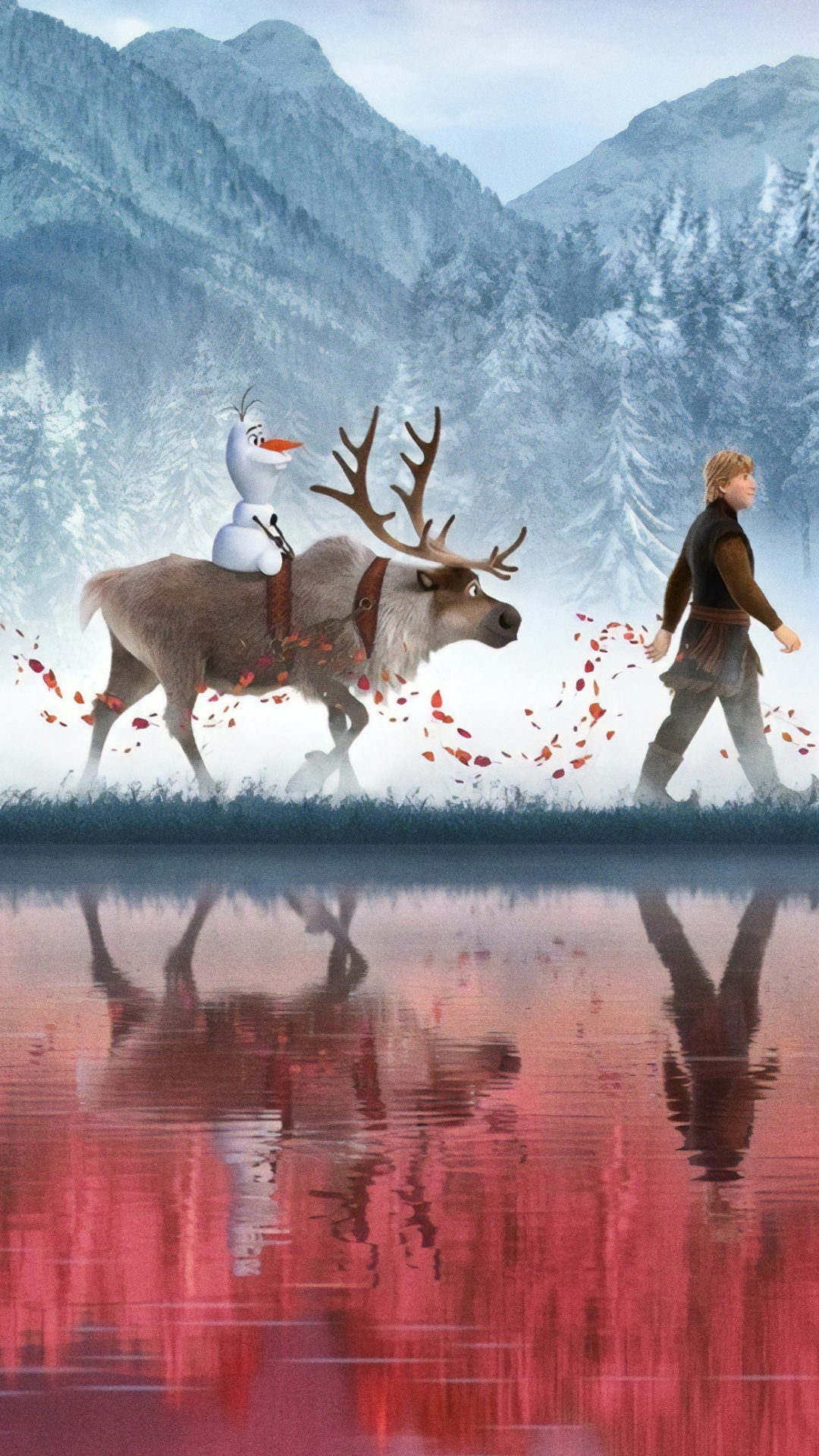 艾尔莎, 冷冻的, 性质, 驯鹿, 自然景观 壁纸 1080x1920 允许
