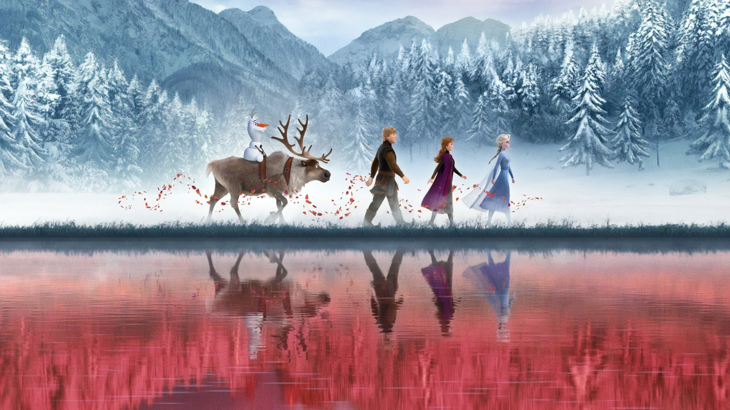 艾尔莎, 冷冻的, 性质, 驯鹿, 自然景观 壁纸 2560x1440 允许