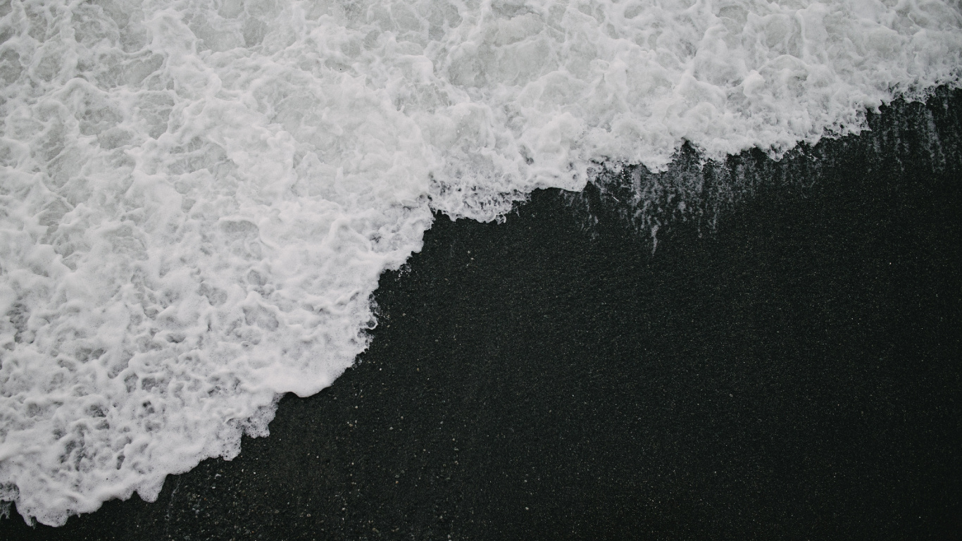 Minimalism, White, Water, Black, Wave. Wallpaper in 1366x768 Resolution
