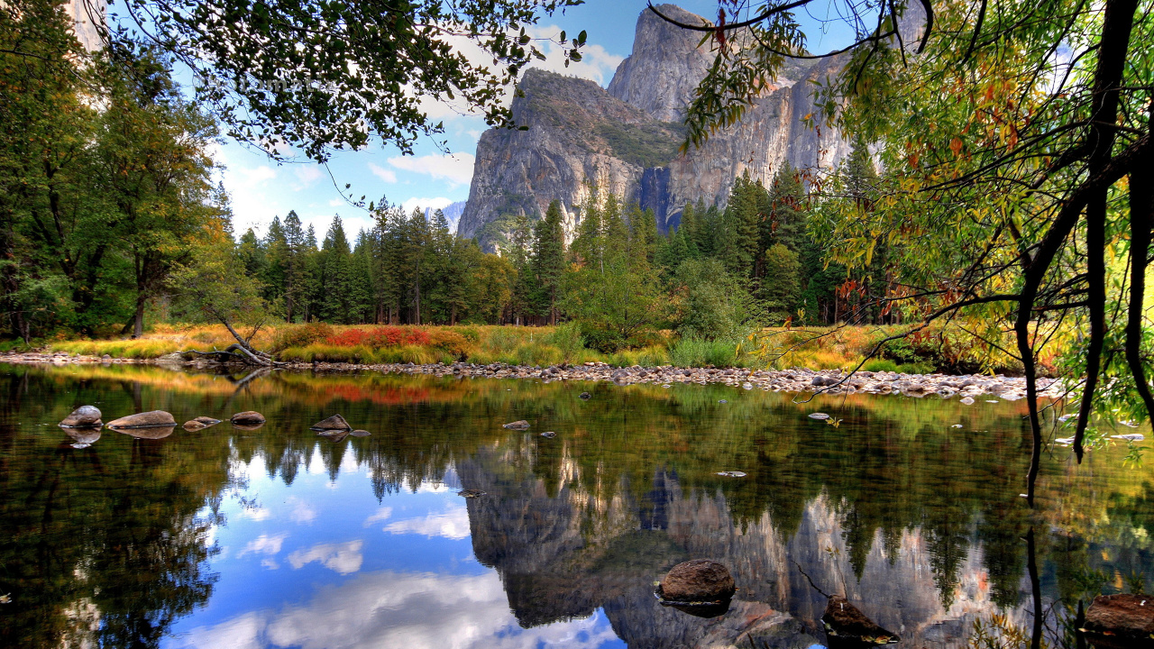 el Parque Nacional de Yosemite, el Parque Nacional De, Parque, Reflexión, Paisaje Natural. Wallpaper in 1280x720 Resolution