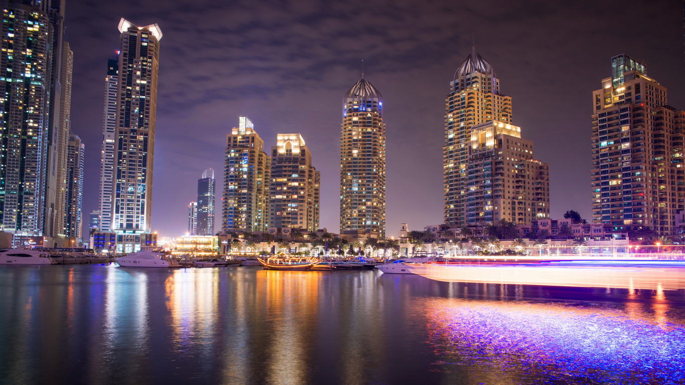 City Skyline During Night Time. Wallpaper in 1366x768 Resolution