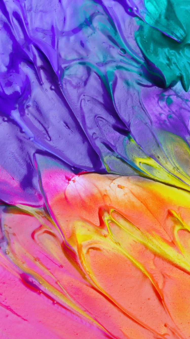 Peinture Abstraite Bleu et Jaune Rose. Wallpaper in 750x1334 Resolution