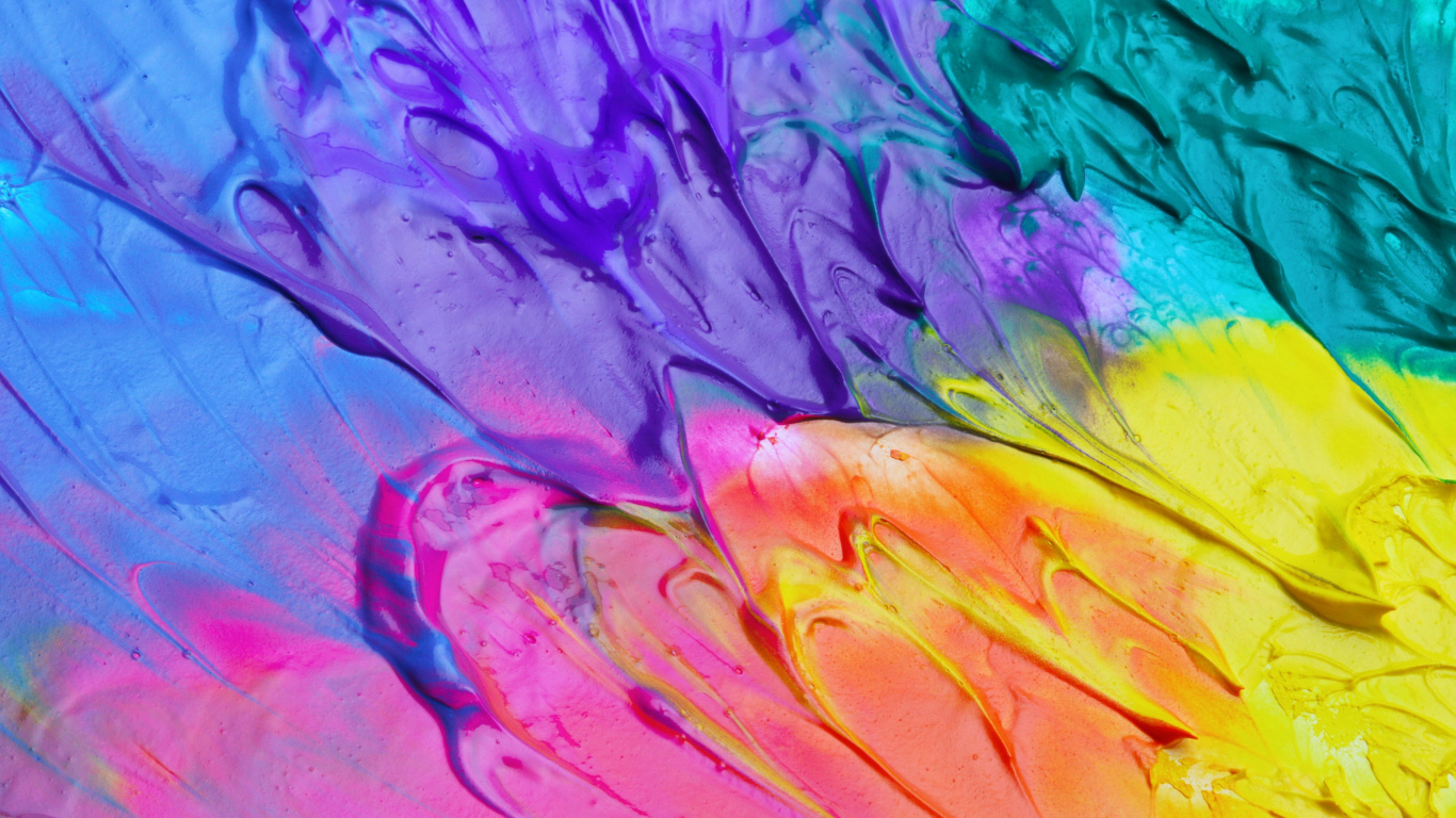 Pink Blue and Yellow Abstract Painting. Wallpaper in 1366x768 Resolution