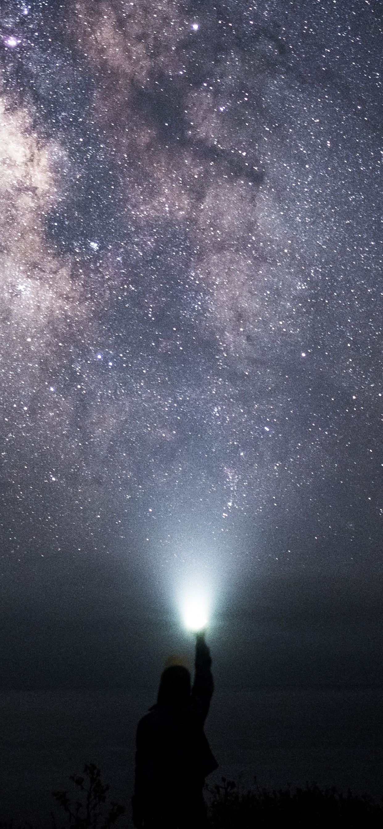 Silueta de Hombre y Mujer de Pie Bajo la Noche Estrellada. Wallpaper in 1242x2688 Resolution
