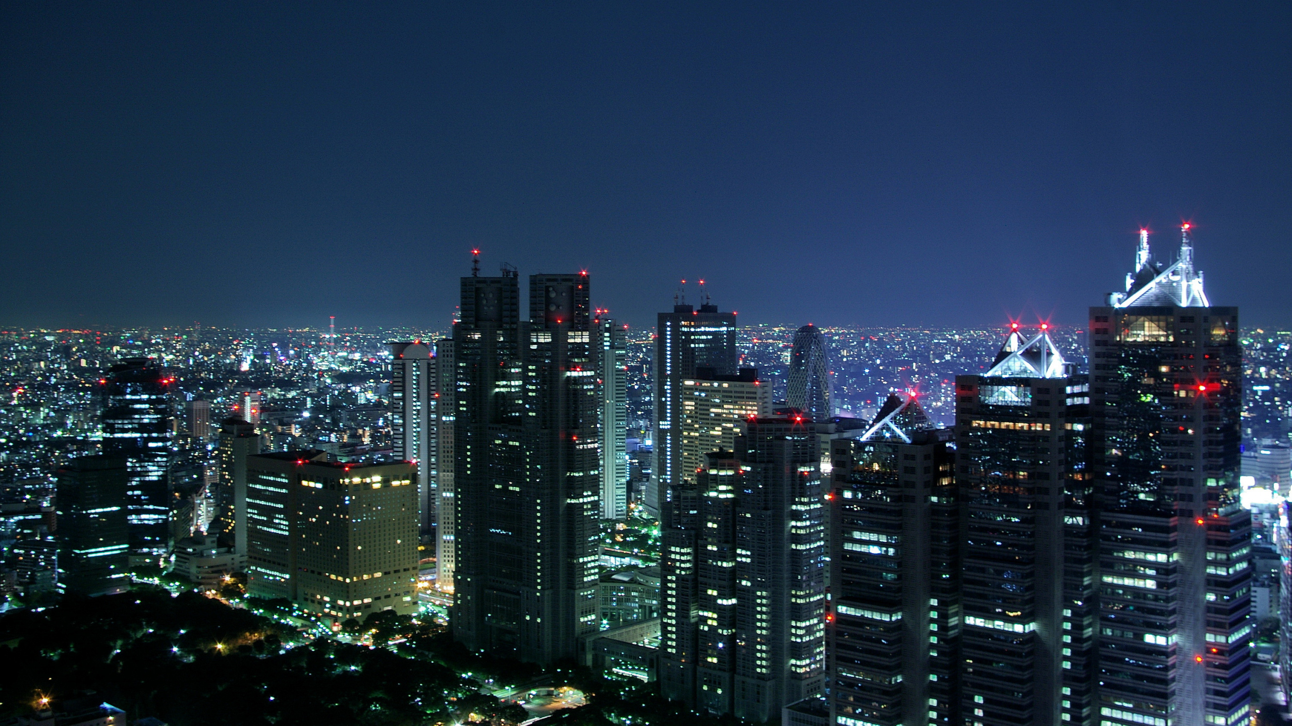 Horizonte de la Ciudad Durante la Noche. Wallpaper in 2560x1440 Resolution