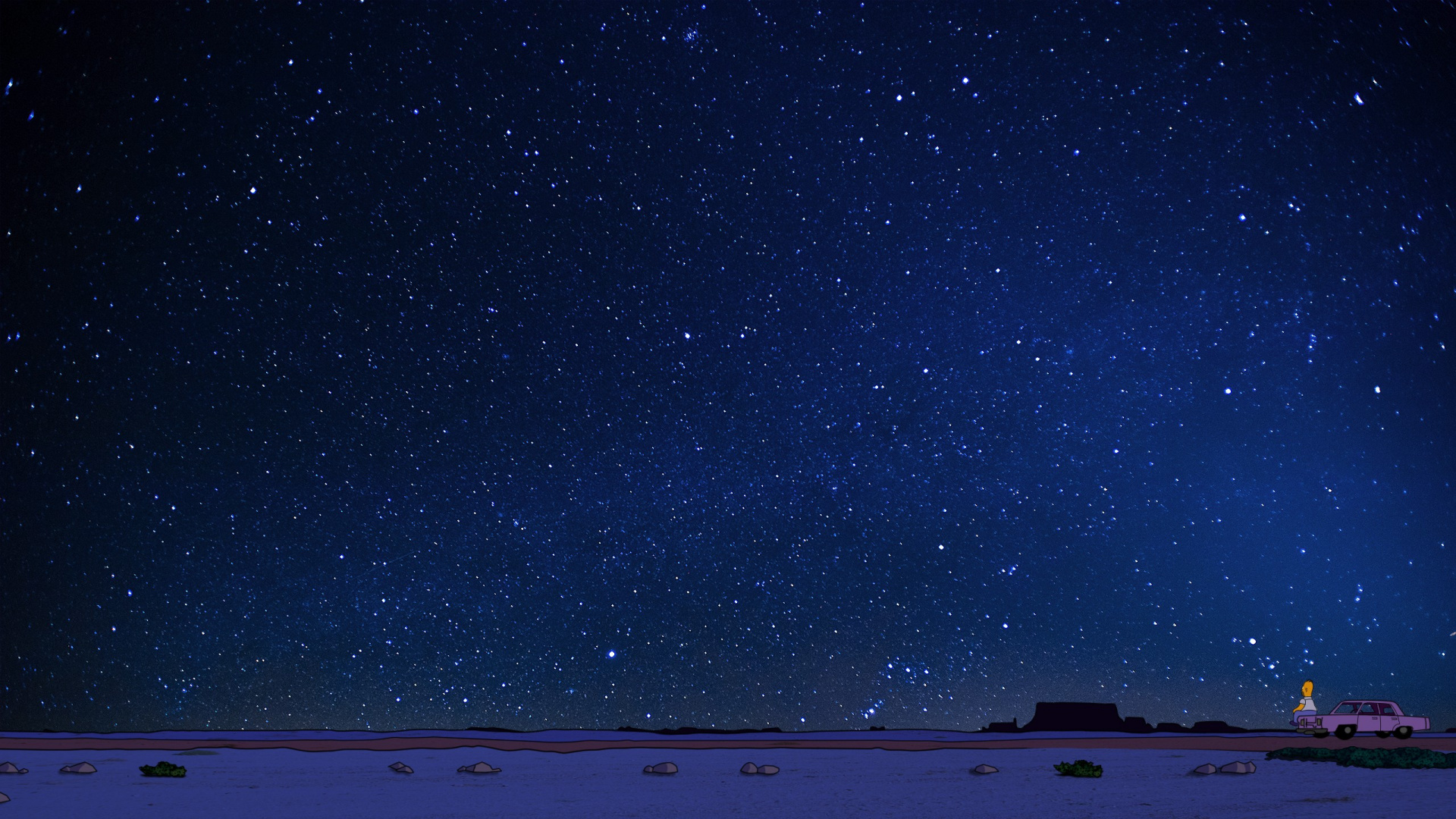 荷马*辛普森, 明星, 气氛, 电蓝色的, 空间 壁纸 1920x1080 允许