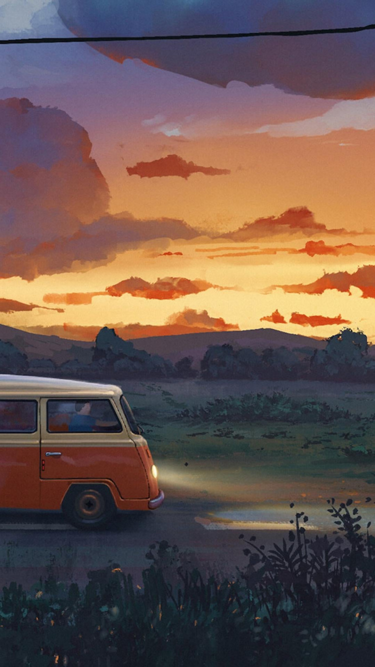 巴士, 数码艺术, 艺术, 轮胎, 大众2型 壁纸 750x1334 允许