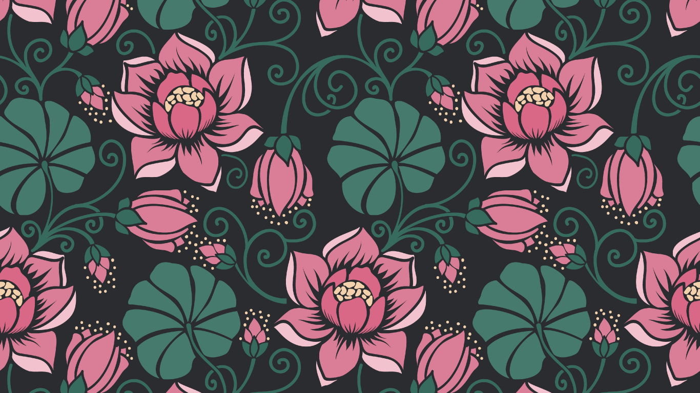 Textil Floral Negro y Rosa. Wallpaper in 1366x768 Resolution