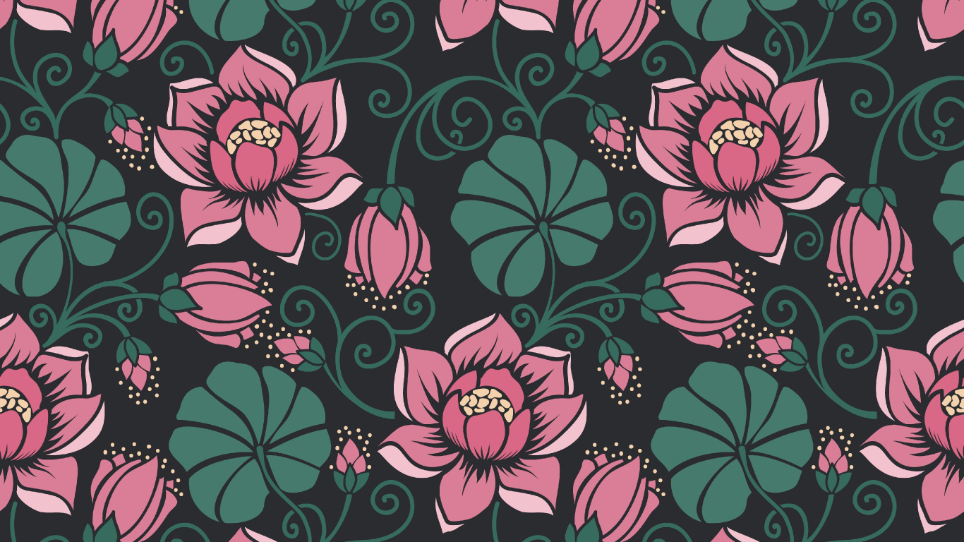 Schwarz-rosa Florales Textil. Wallpaper in 1366x768 Resolution