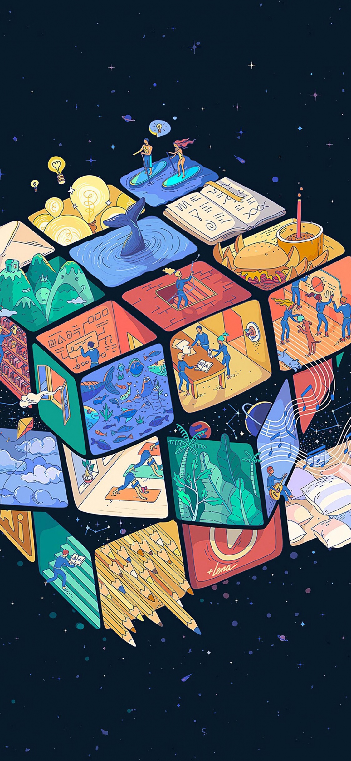 Cubo de Rubik, Cubo, Gesto, Rectángulo, Triangulo. Wallpaper in 1125x2436 Resolution