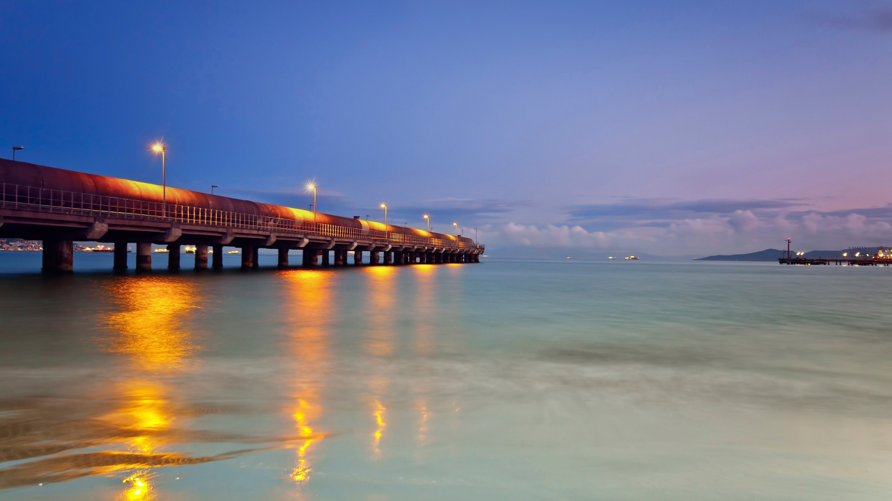 Brown Wooden Dock on Sea Under Blue Sky During Daytime. Wallpaper in 1280x720 Resolution