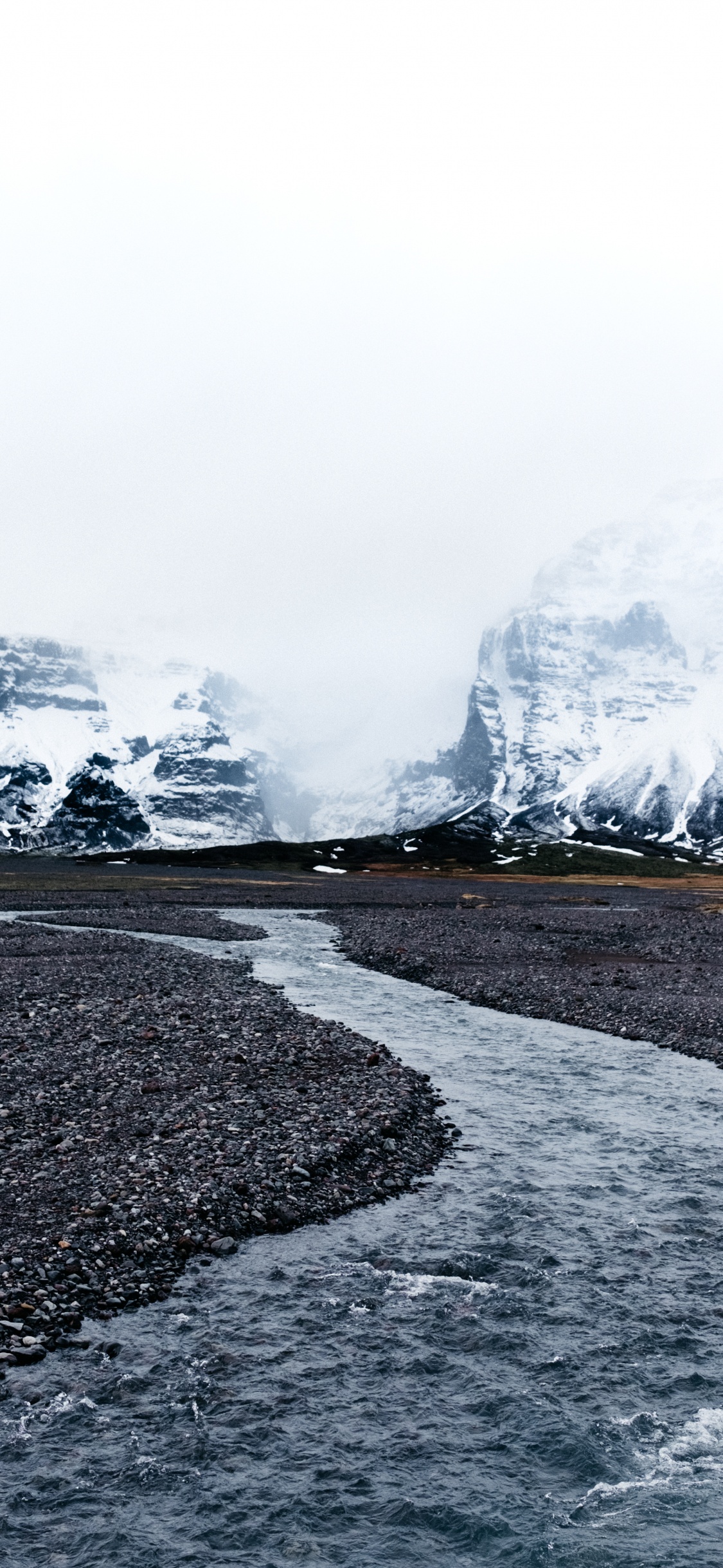 Bergkette, Gletscher, Wasser, Winter, Cloud. Wallpaper in 1125x2436 Resolution