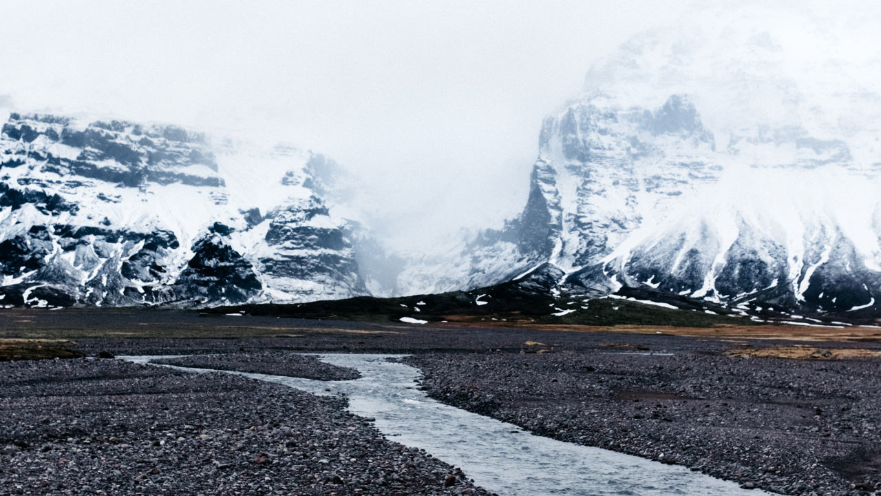 Bergkette, Gletscher, Wasser, Winter, Cloud. Wallpaper in 1280x720 Resolution